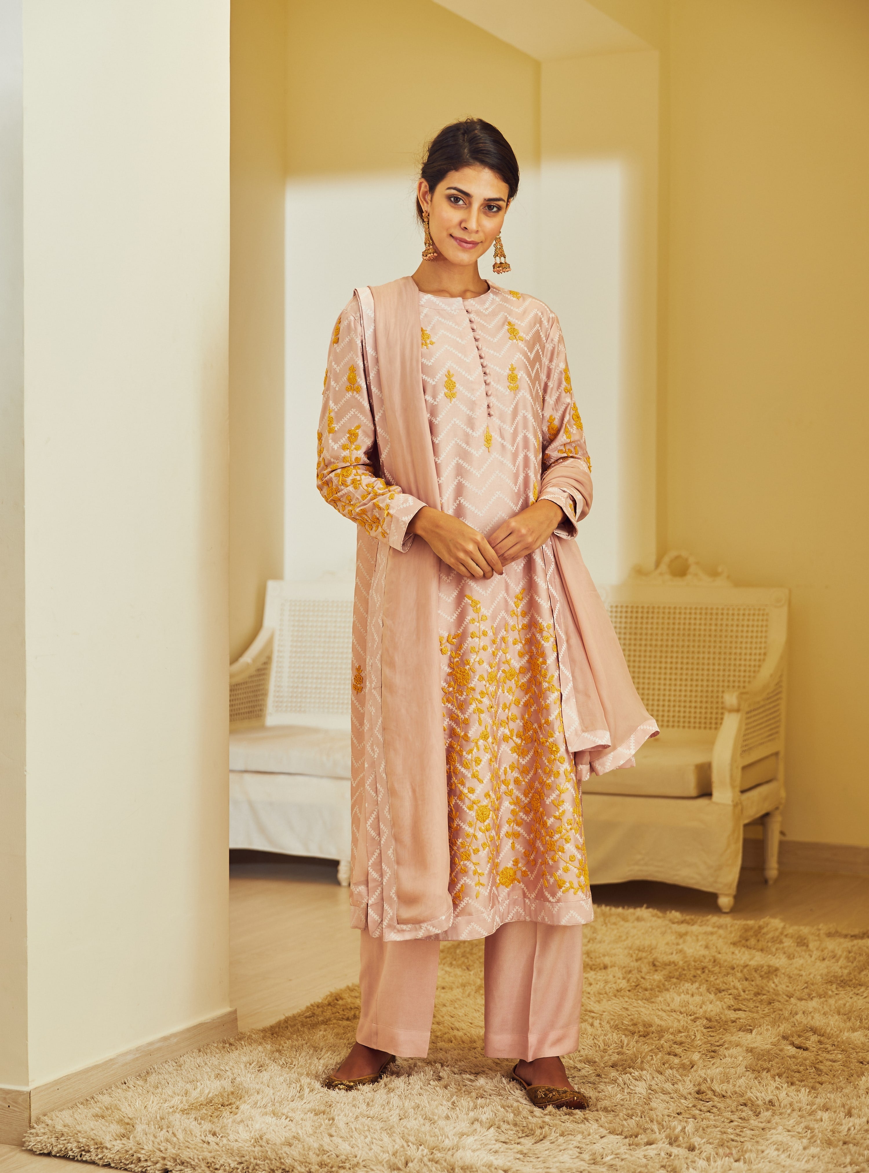 Peach Pink Kurta Set