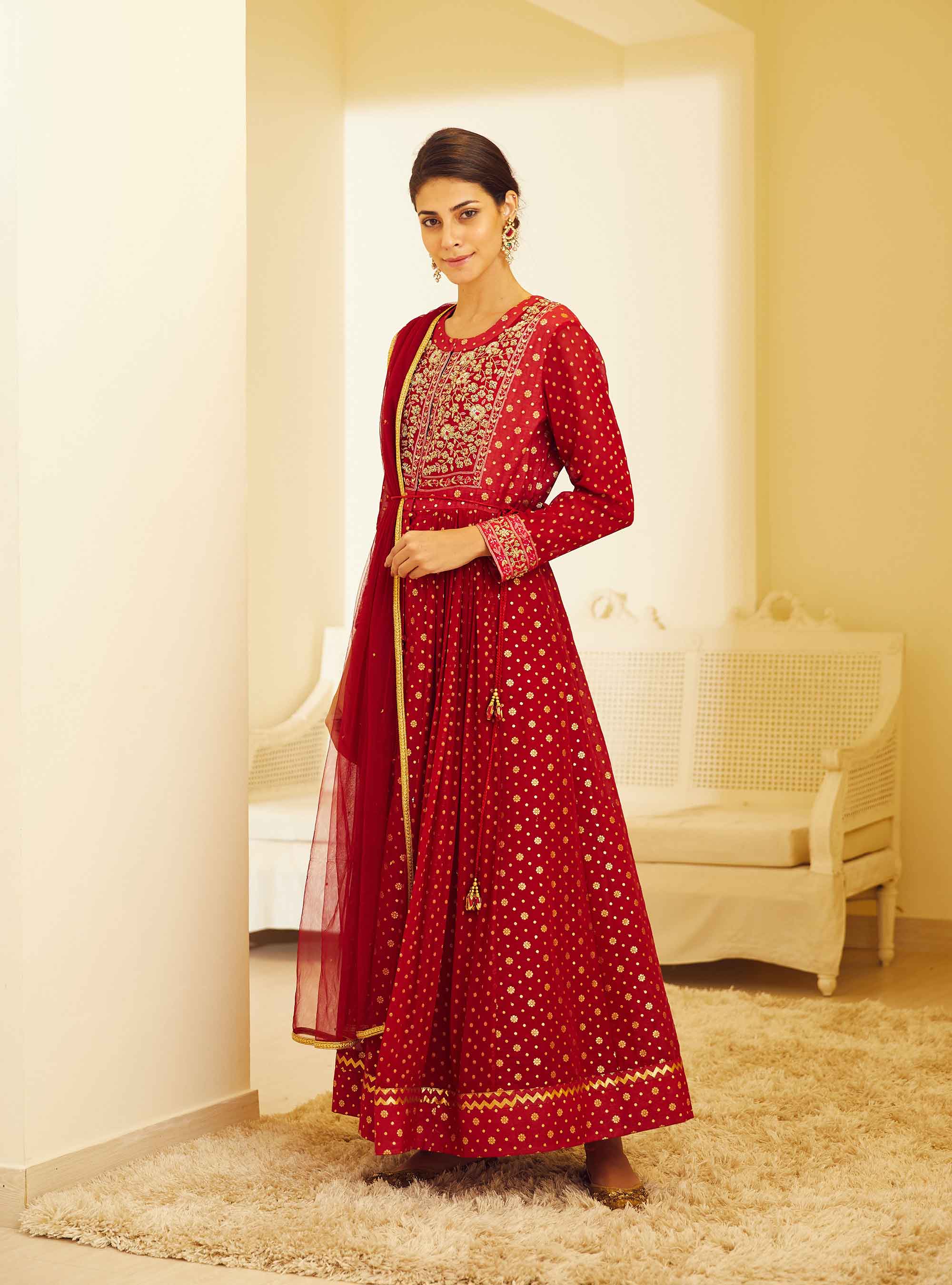 Maroon Anarkali Set