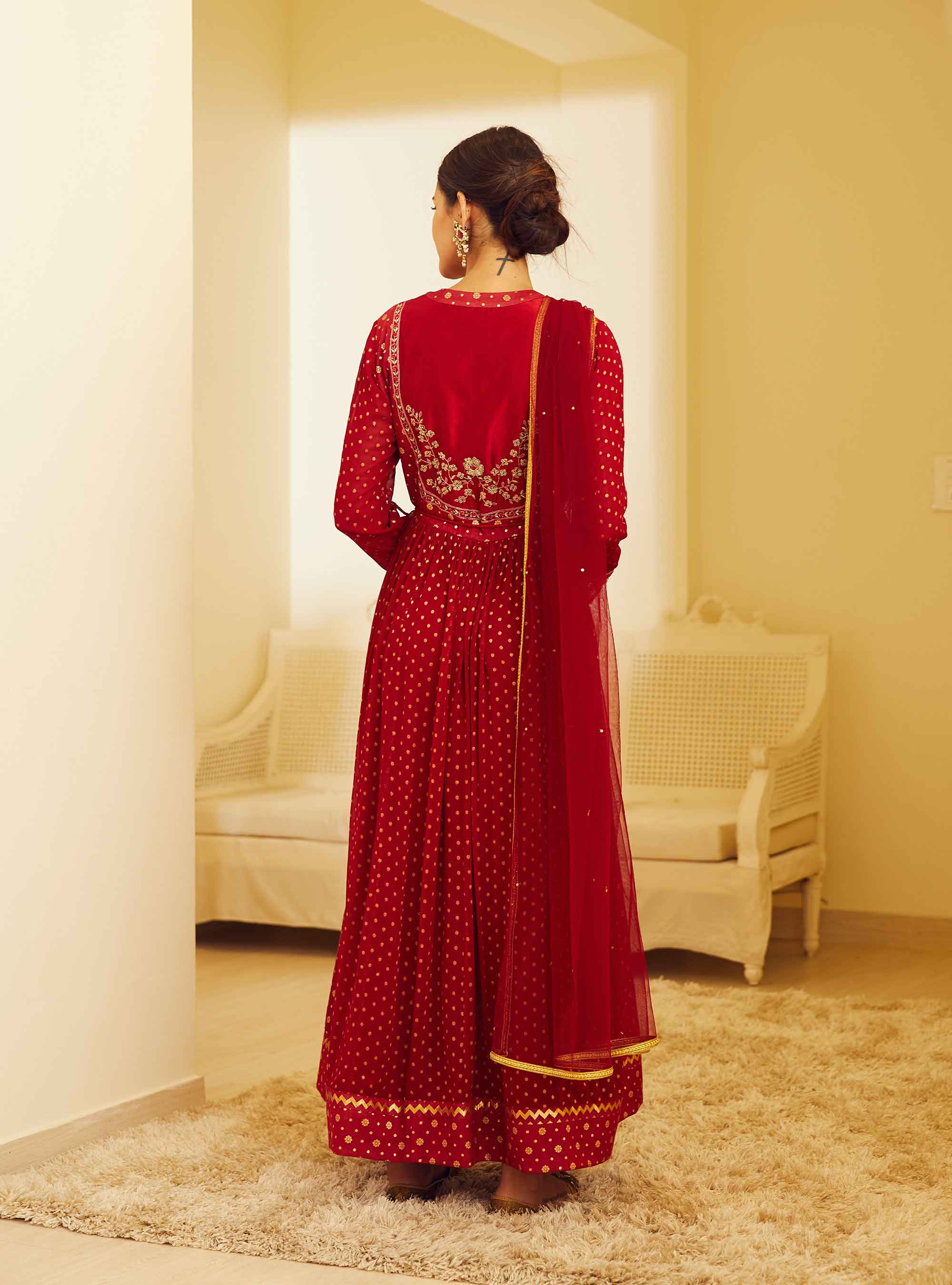 Maroon Anarkali Set