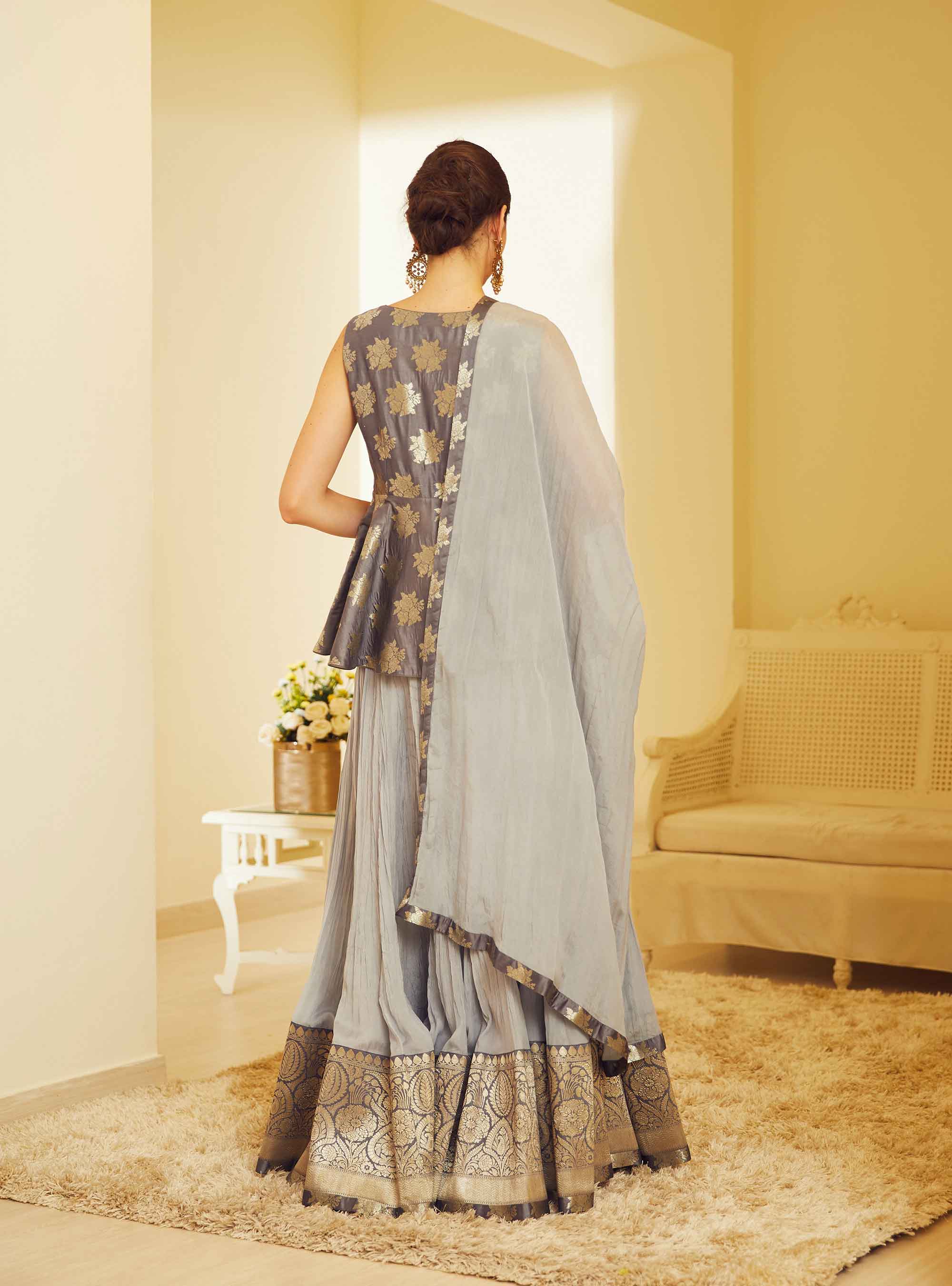 Silver Grey Top & Skirt Set