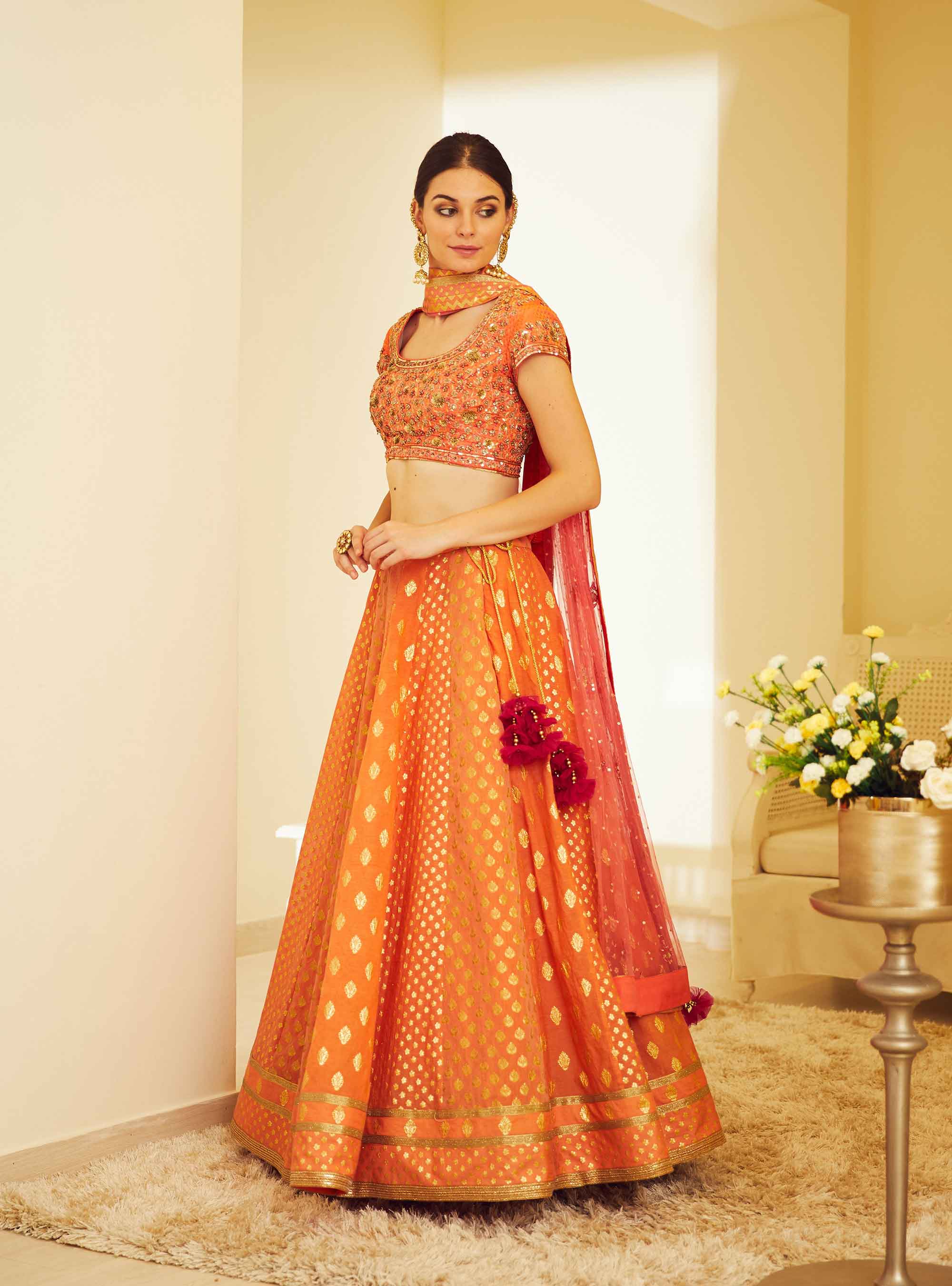 Orange Lehenga Set