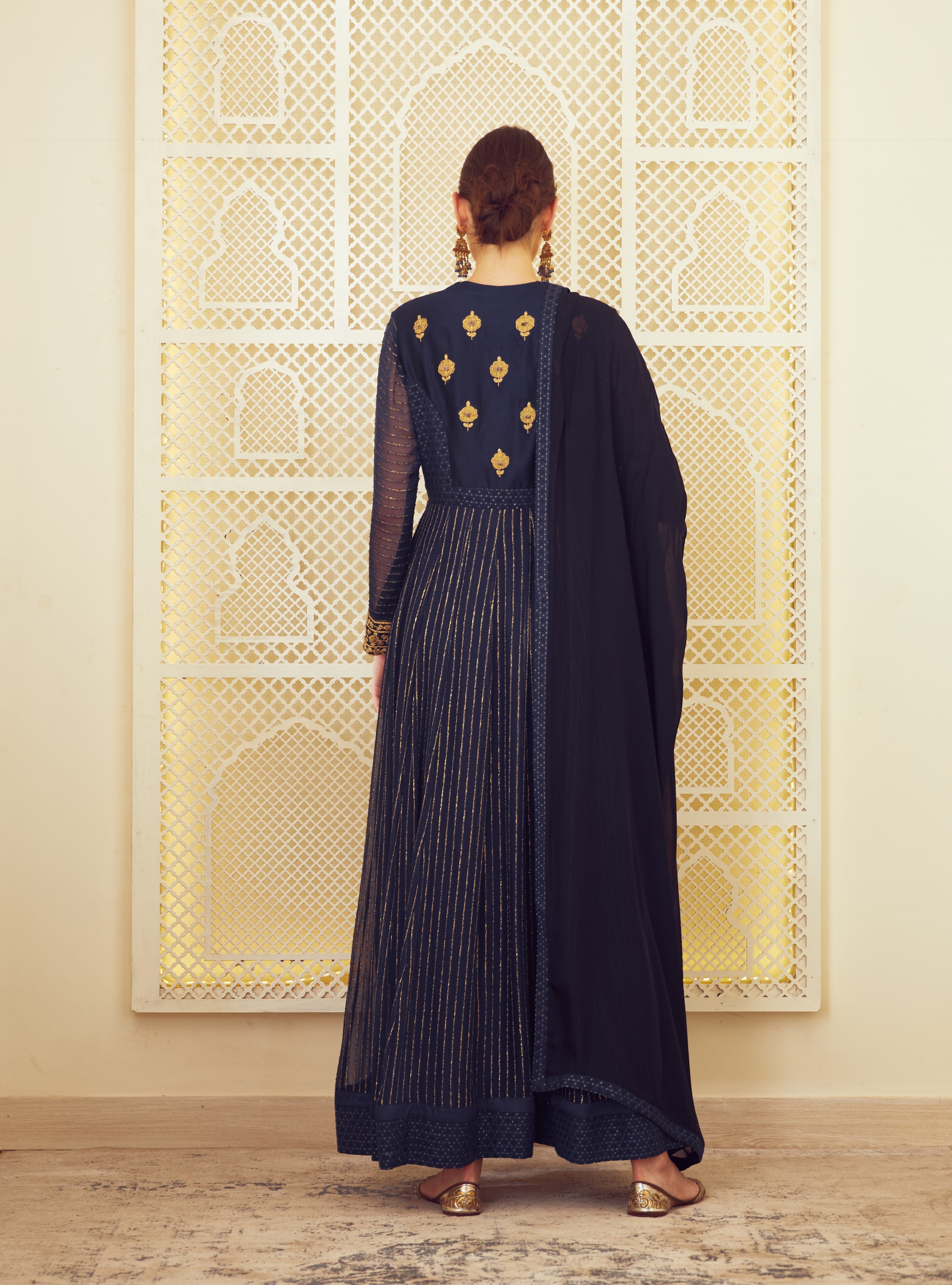 Navy Blue Anarkali Set