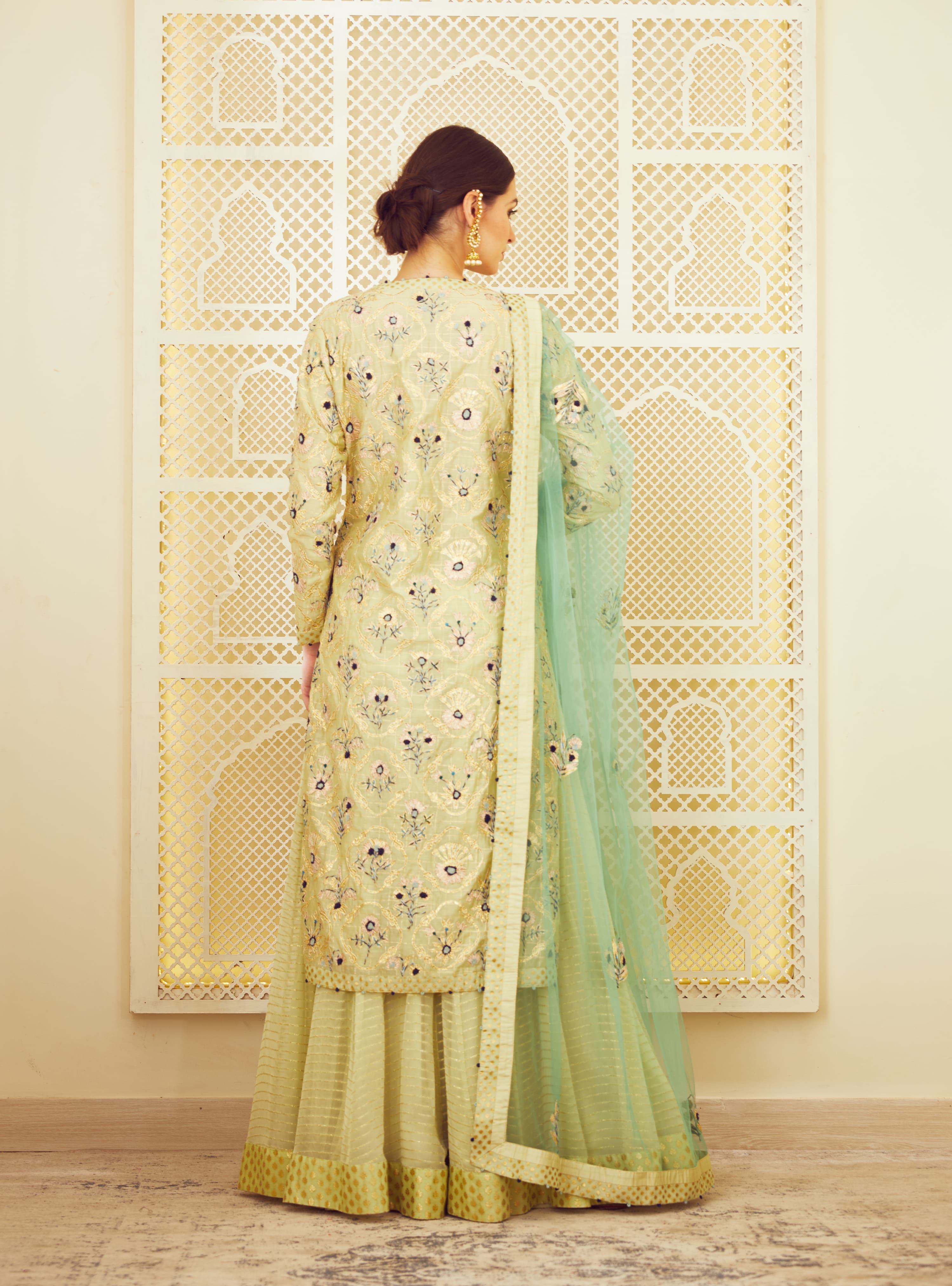 Lemon Green Kurta & Skirt Set