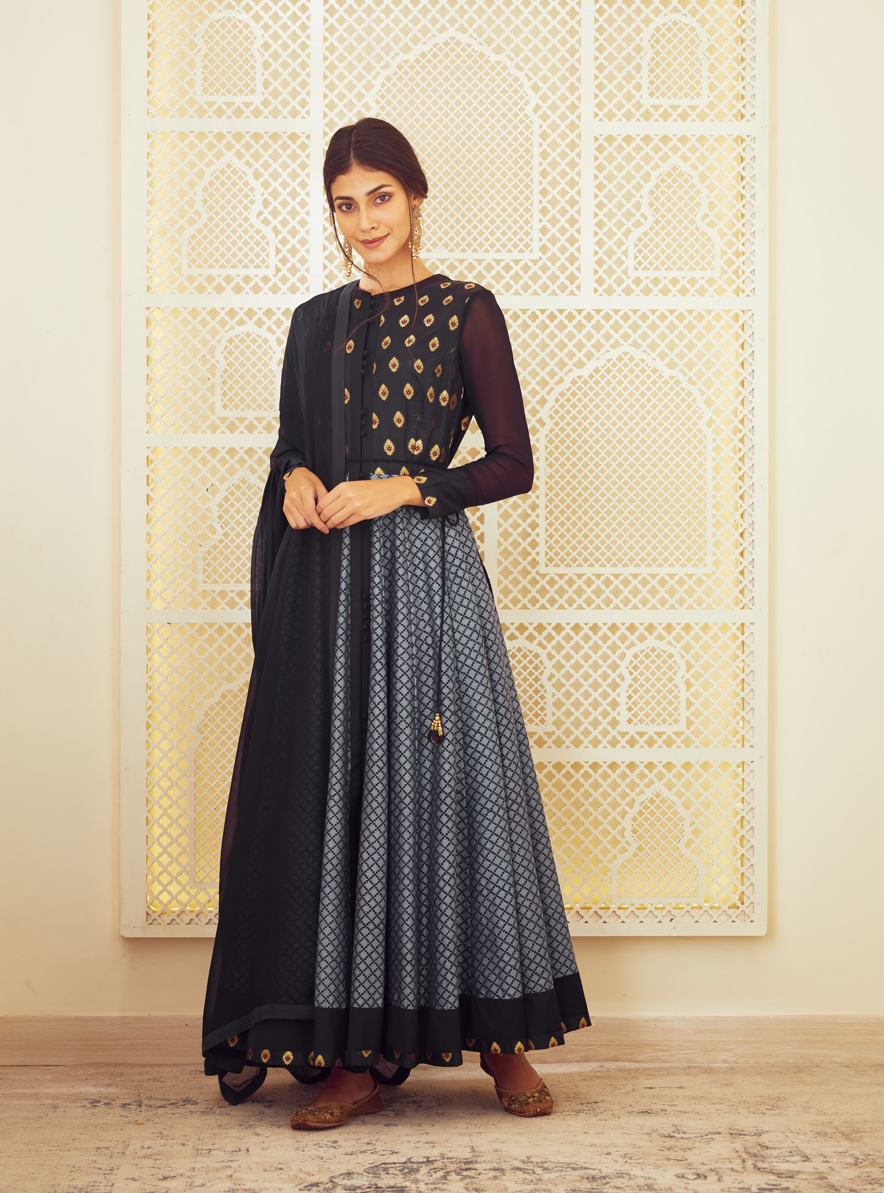 Navy Blue Anarkali Set
