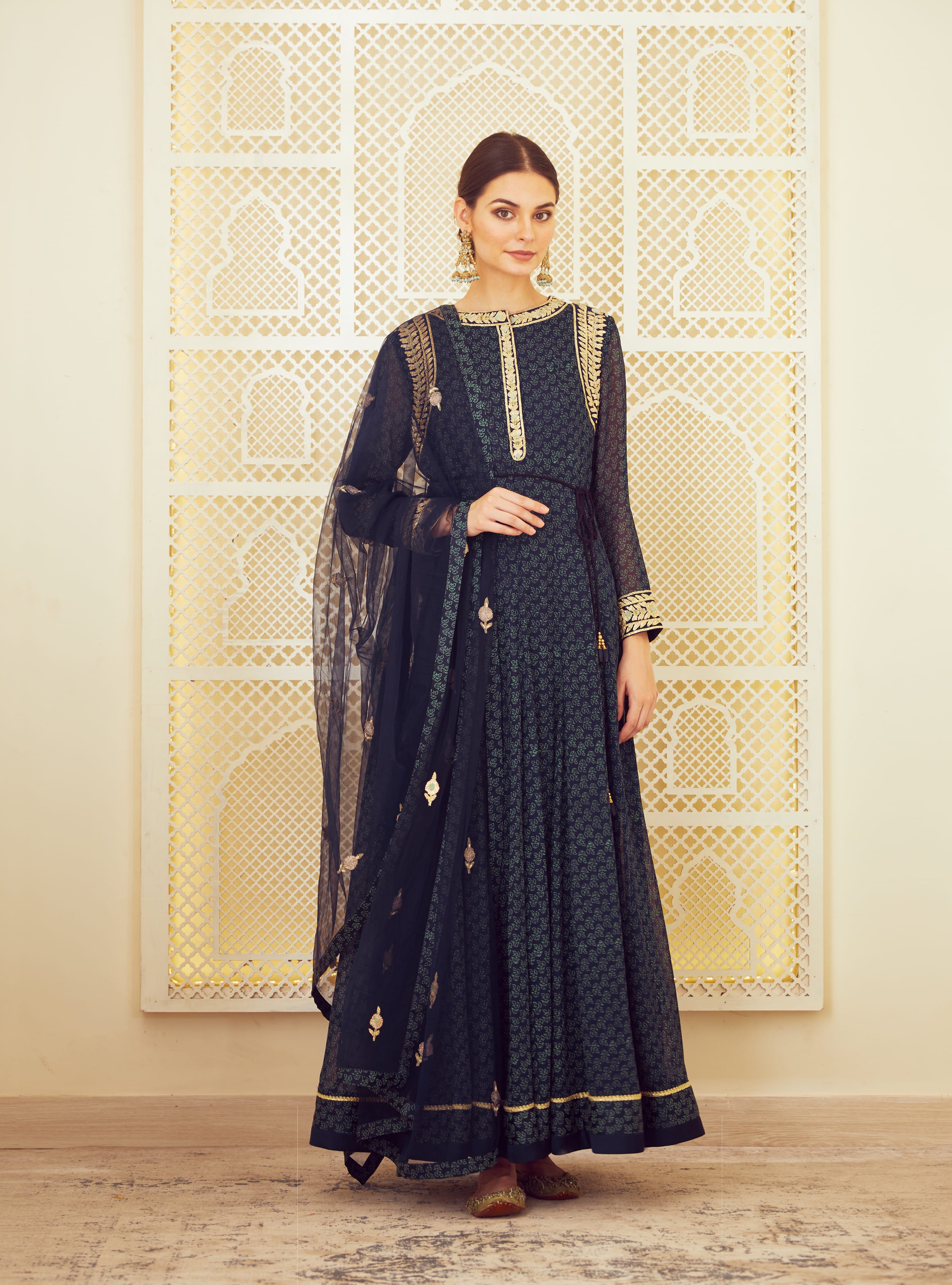 Navy Blue Anarkali Set