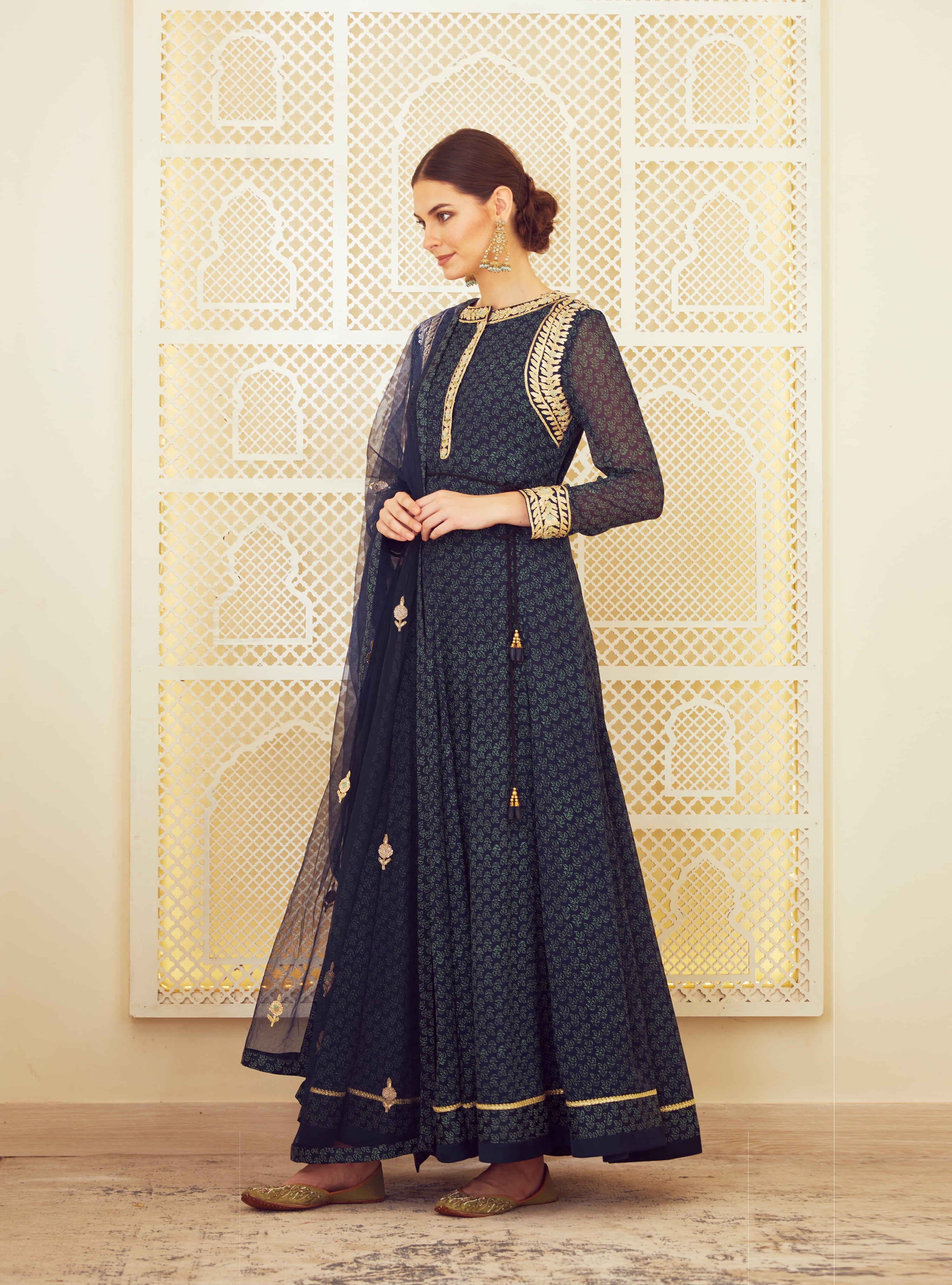 Navy Blue Anarkali Set