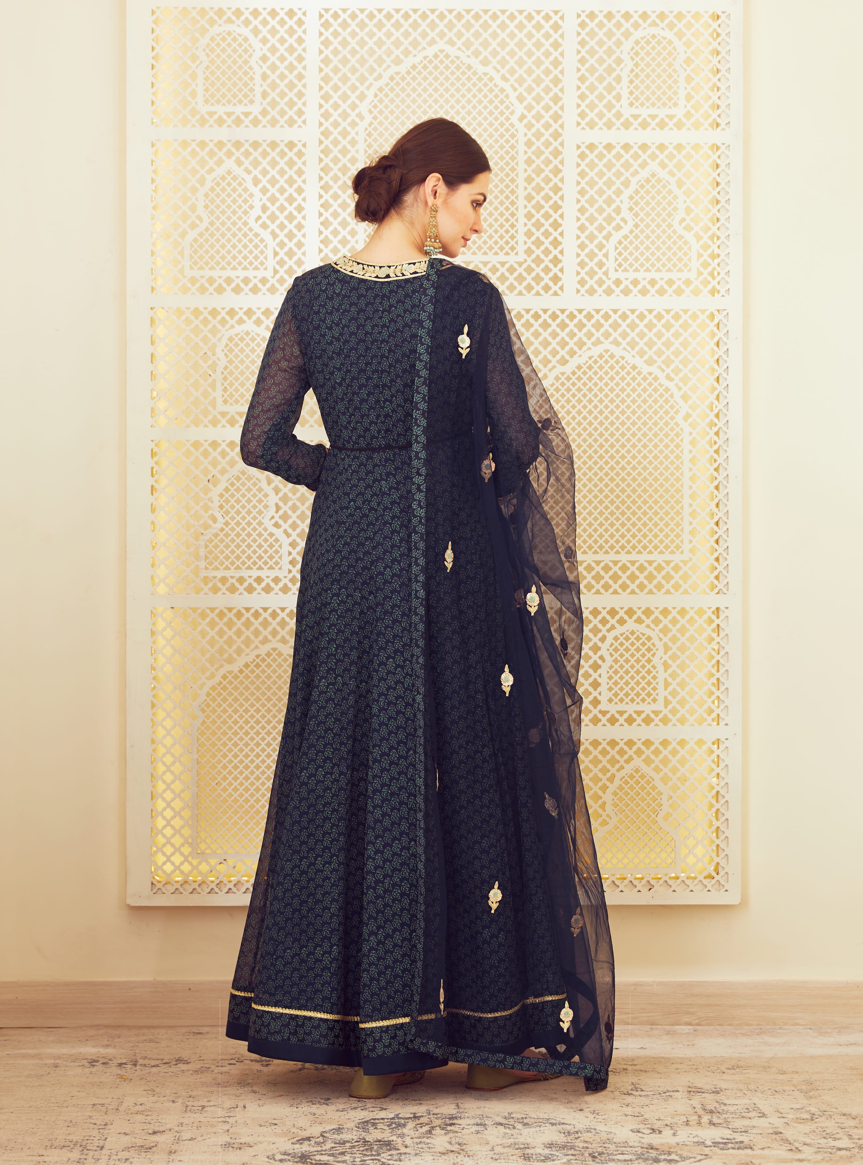 Navy Blue Anarkali Set