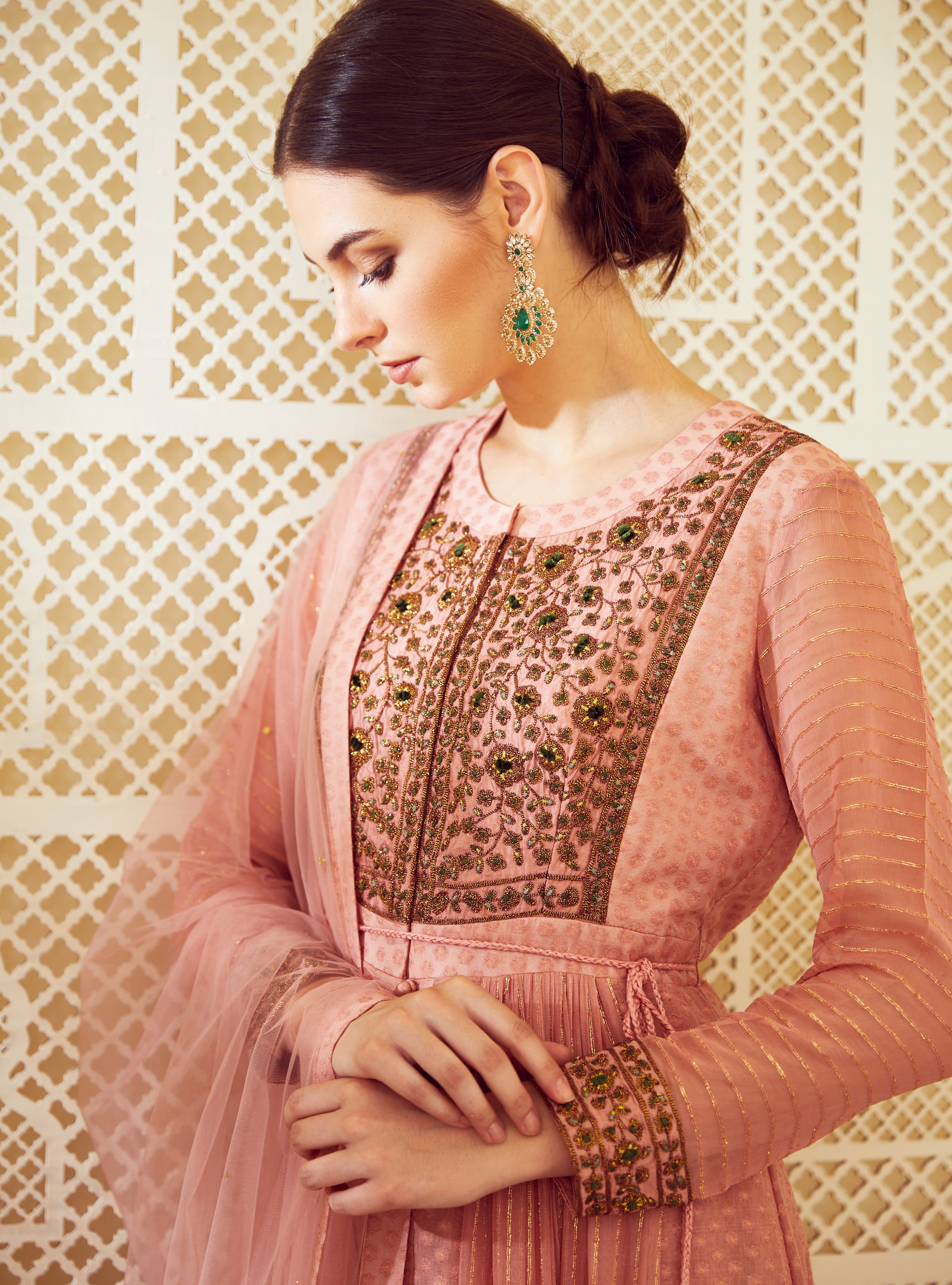 Old Rose Pink Anarkali Set