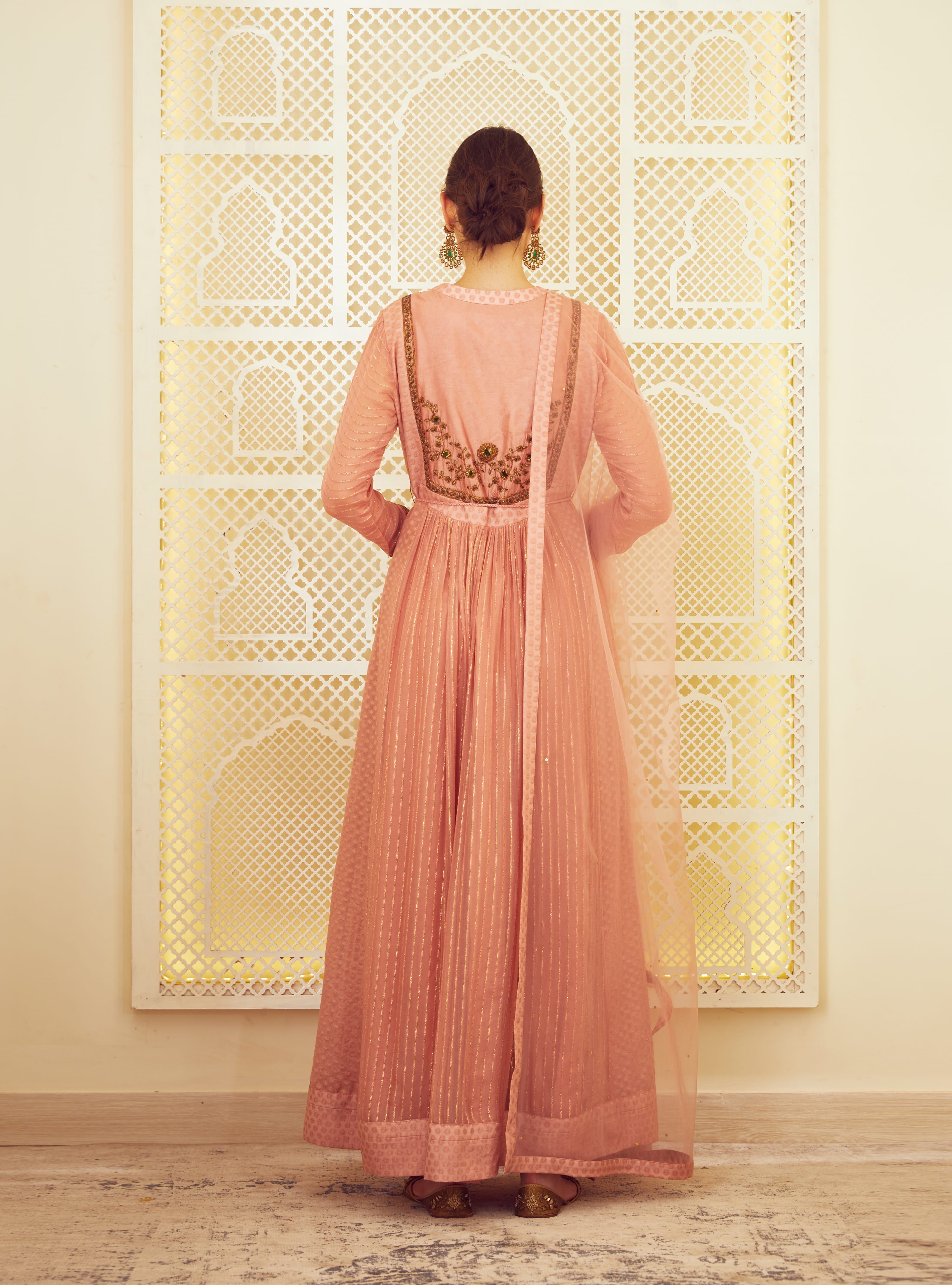 Old Rose Pink Anarkali Set