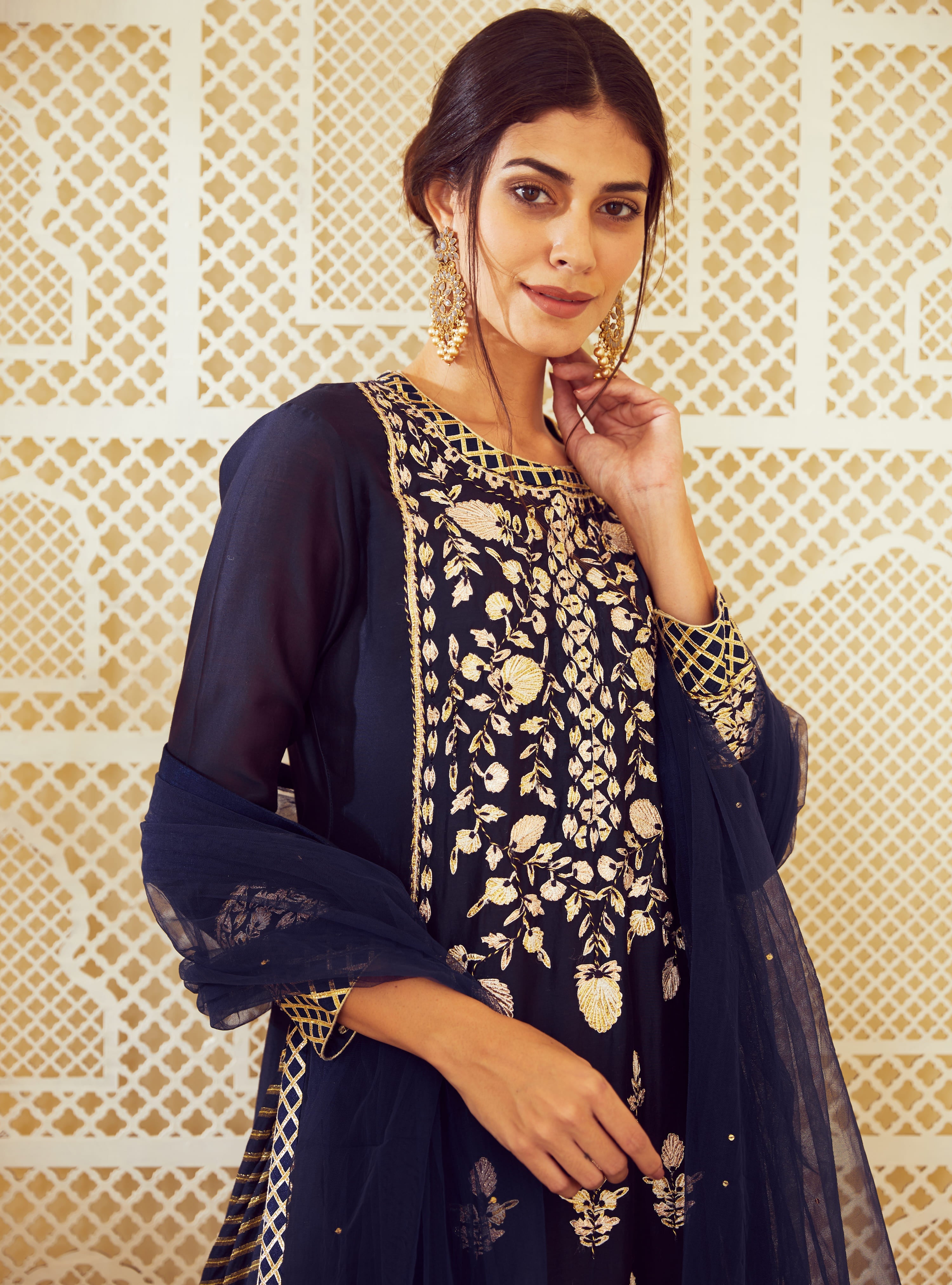 Navy Blue Kurta and skirt set