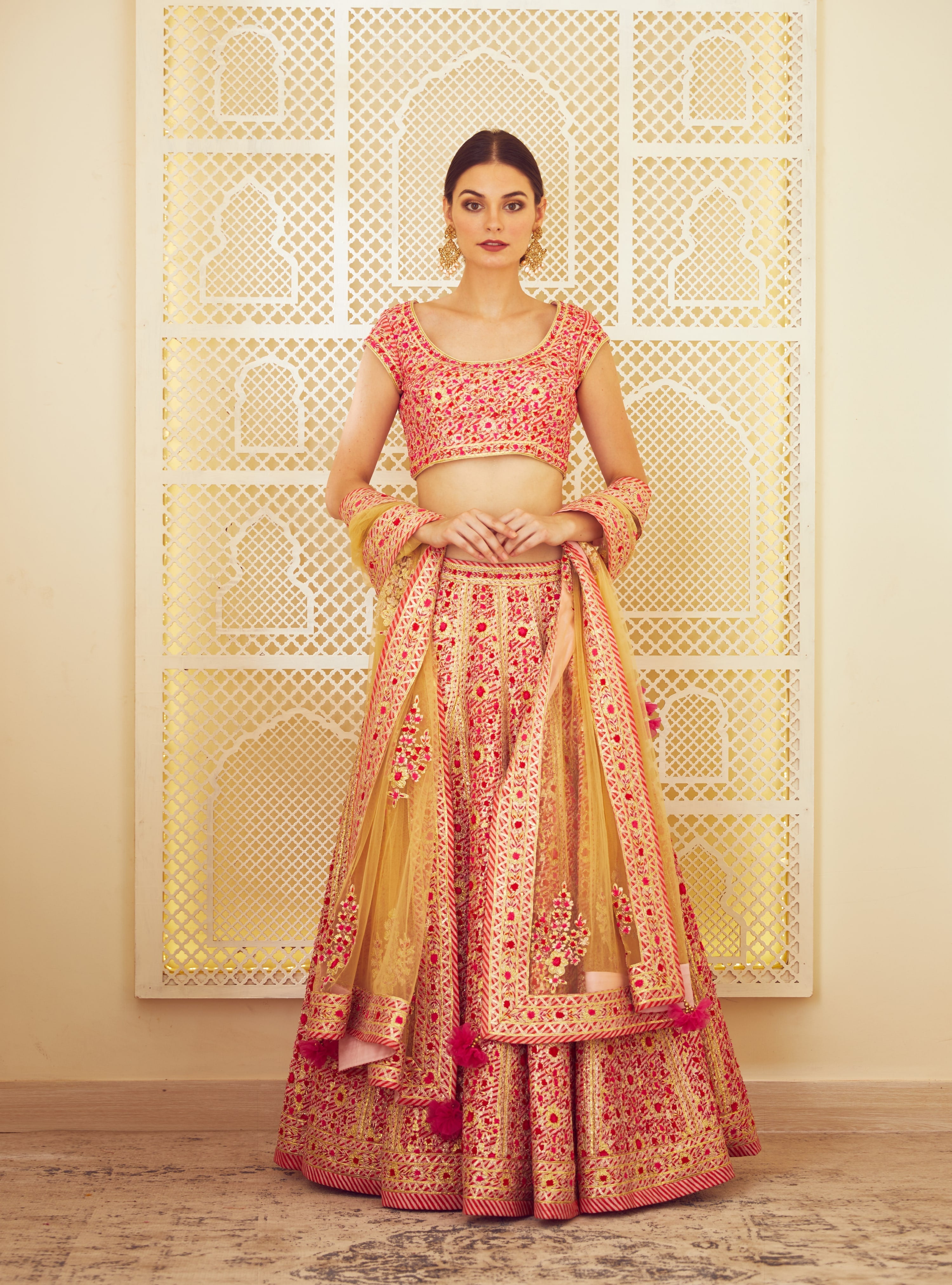 Red Pink Lehenga Set