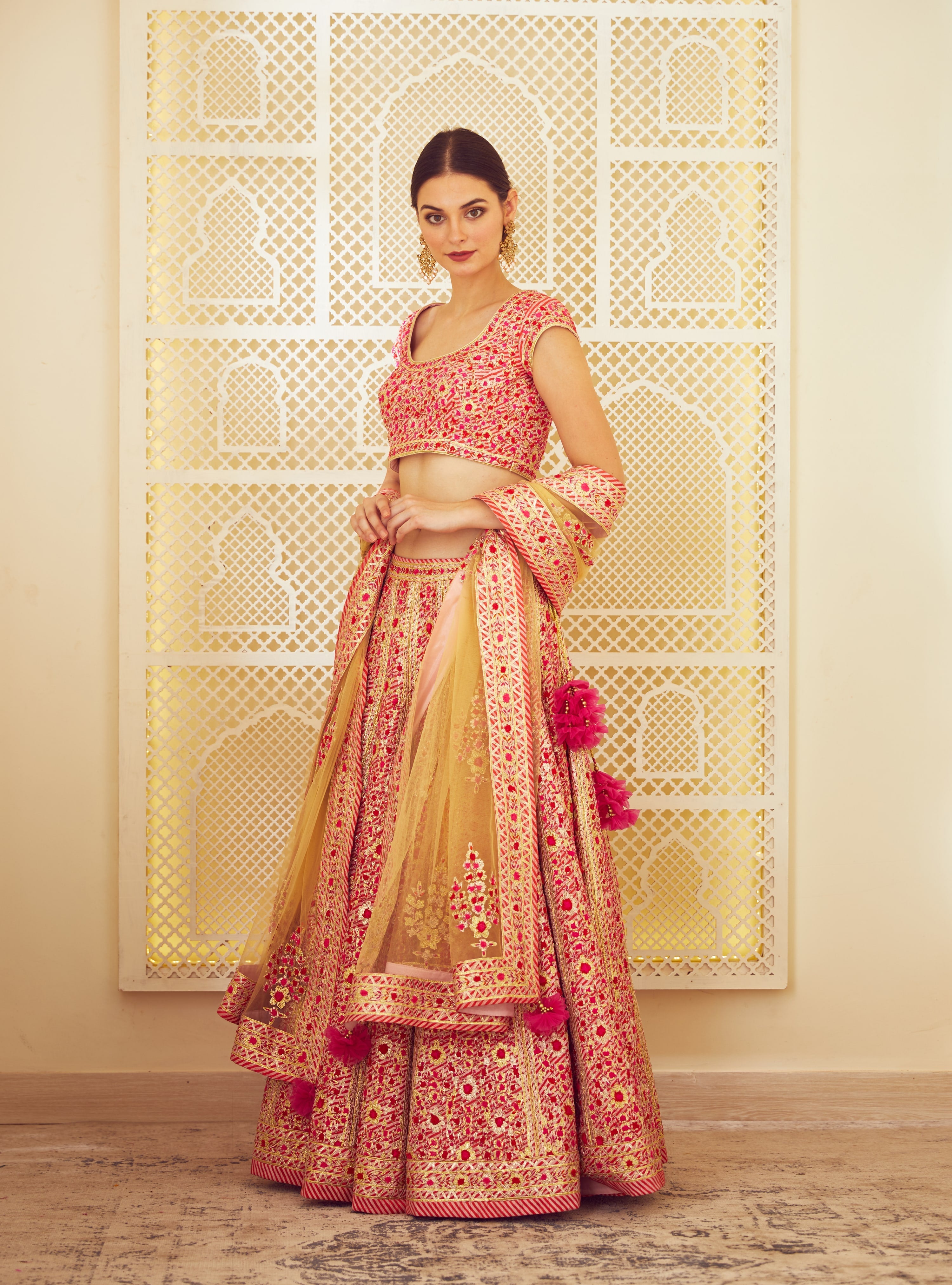 Red Pink Lehenga Set