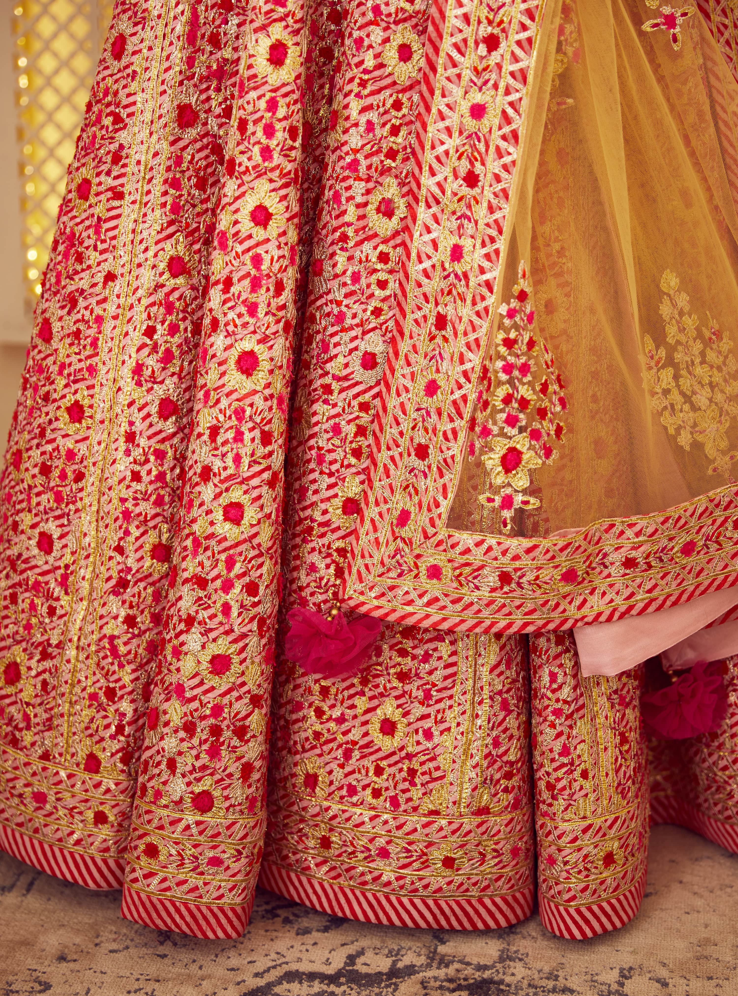 Red Pink Lehenga Set