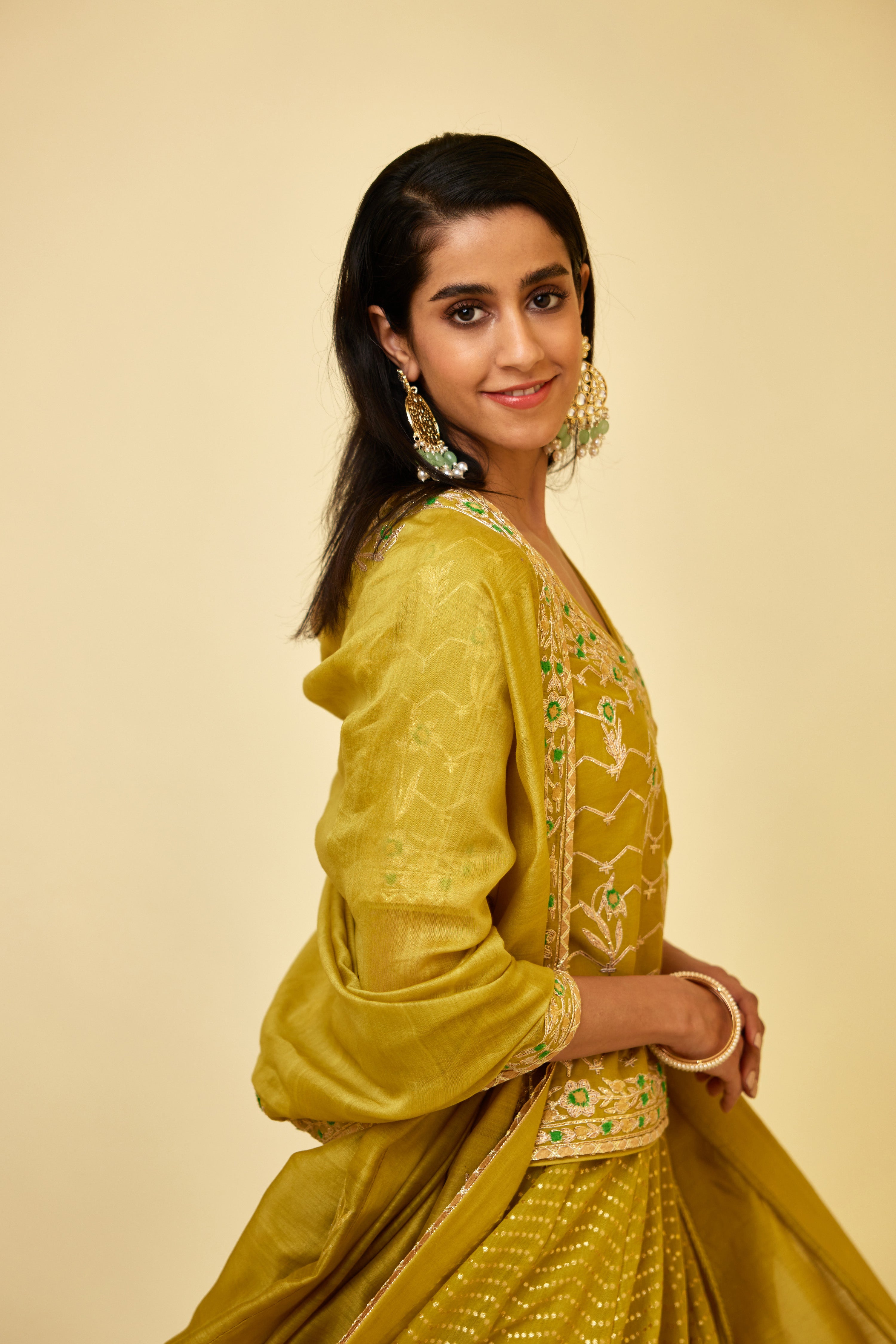 Olive Green Skirt Set