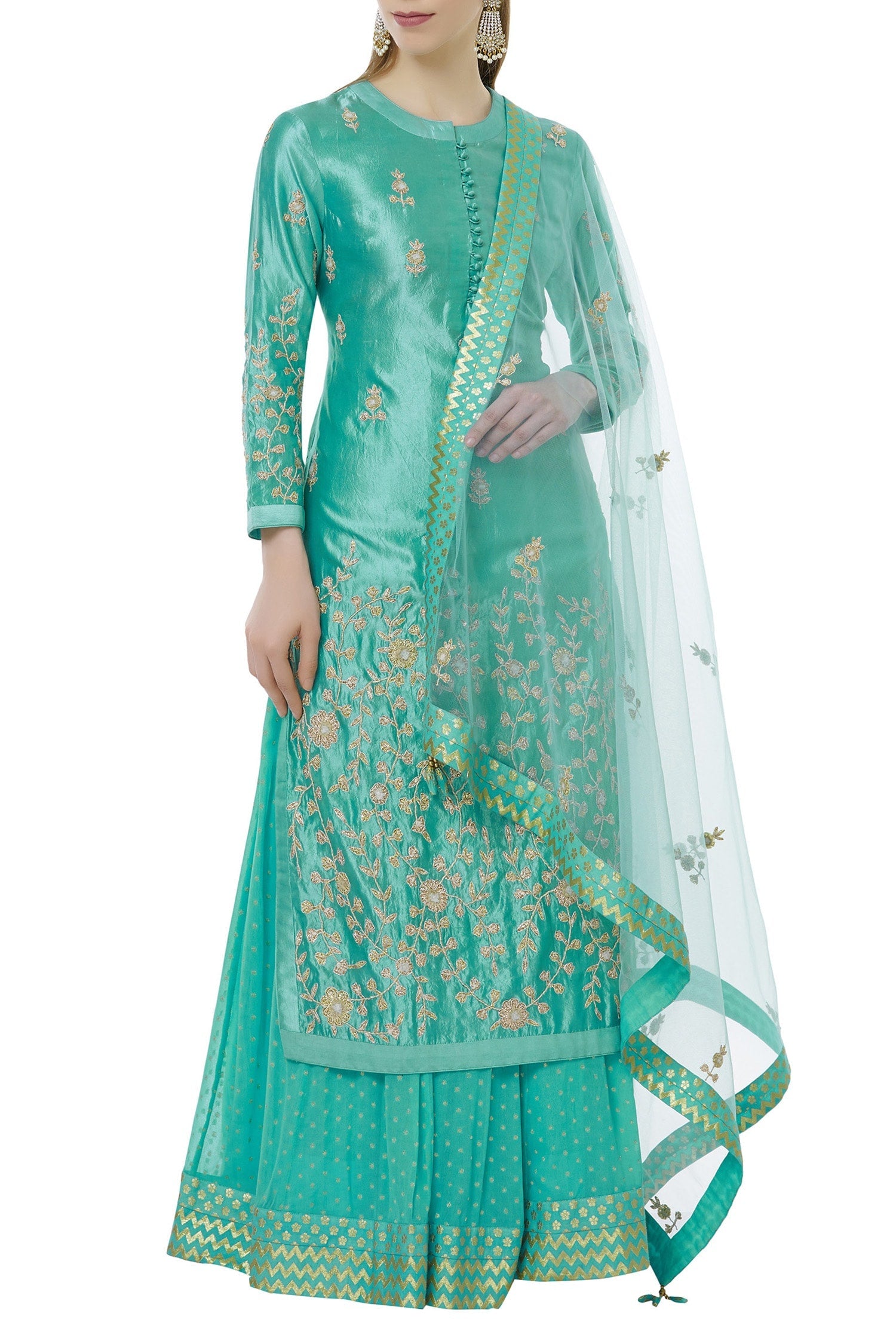 Sea Blue Kurta & Lehenga Set