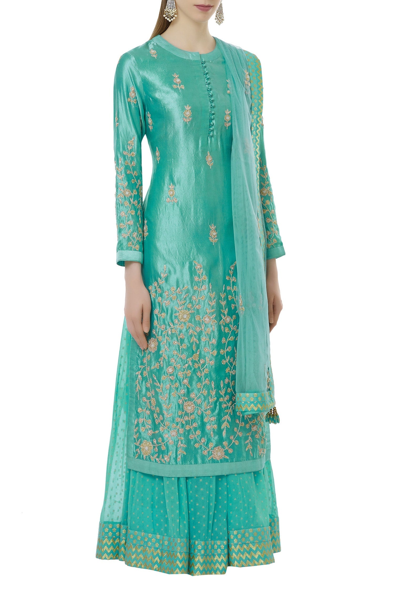 Sea Blue Kurta & Lehenga Set