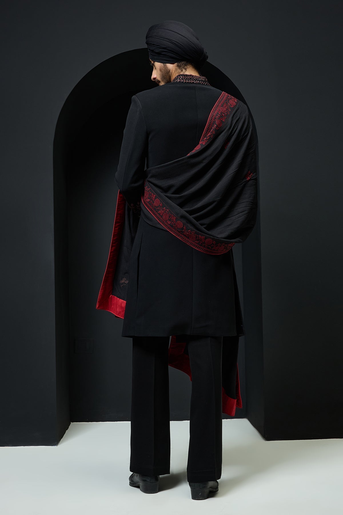 Black indo Western with spring thread work