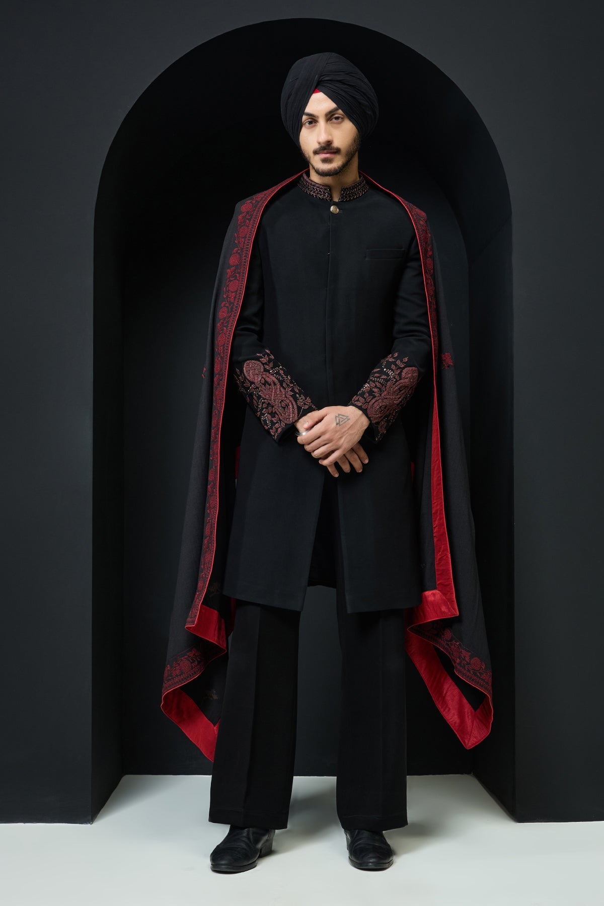 Black indo Western with spring thread work