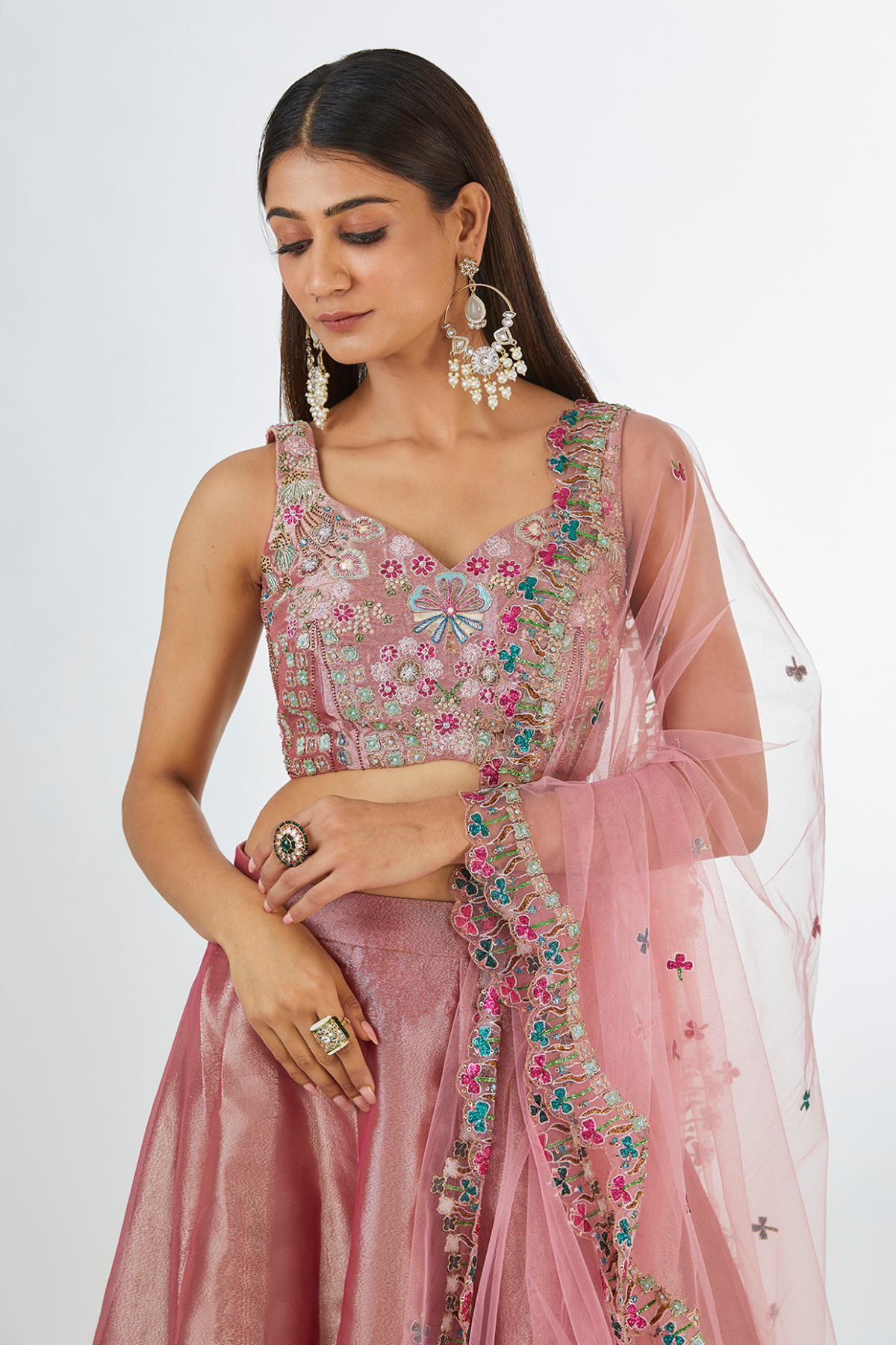 Montage - Pink Tissue Lehenga Set