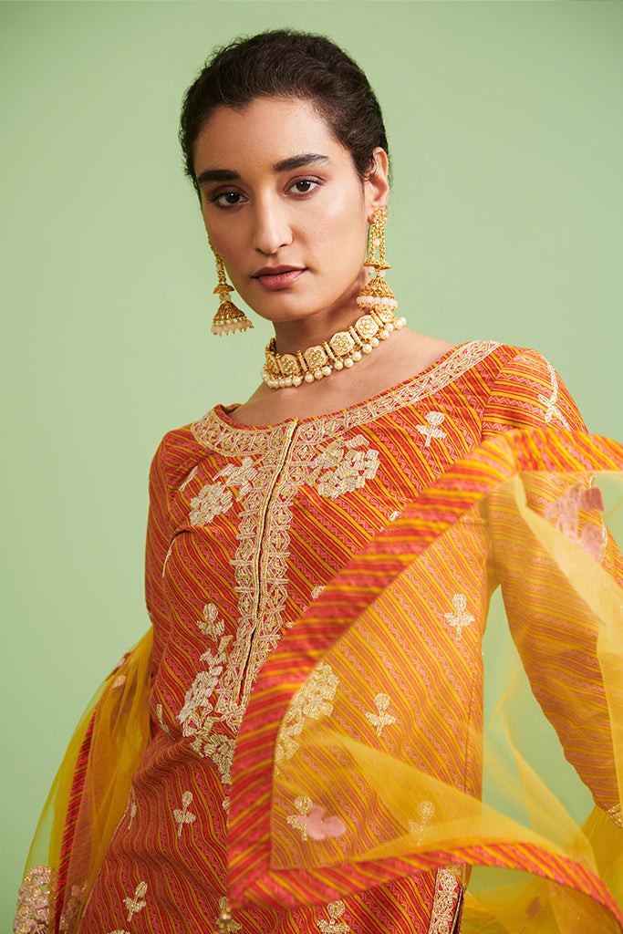 Orange & Yellow Kurta & Sharara Set