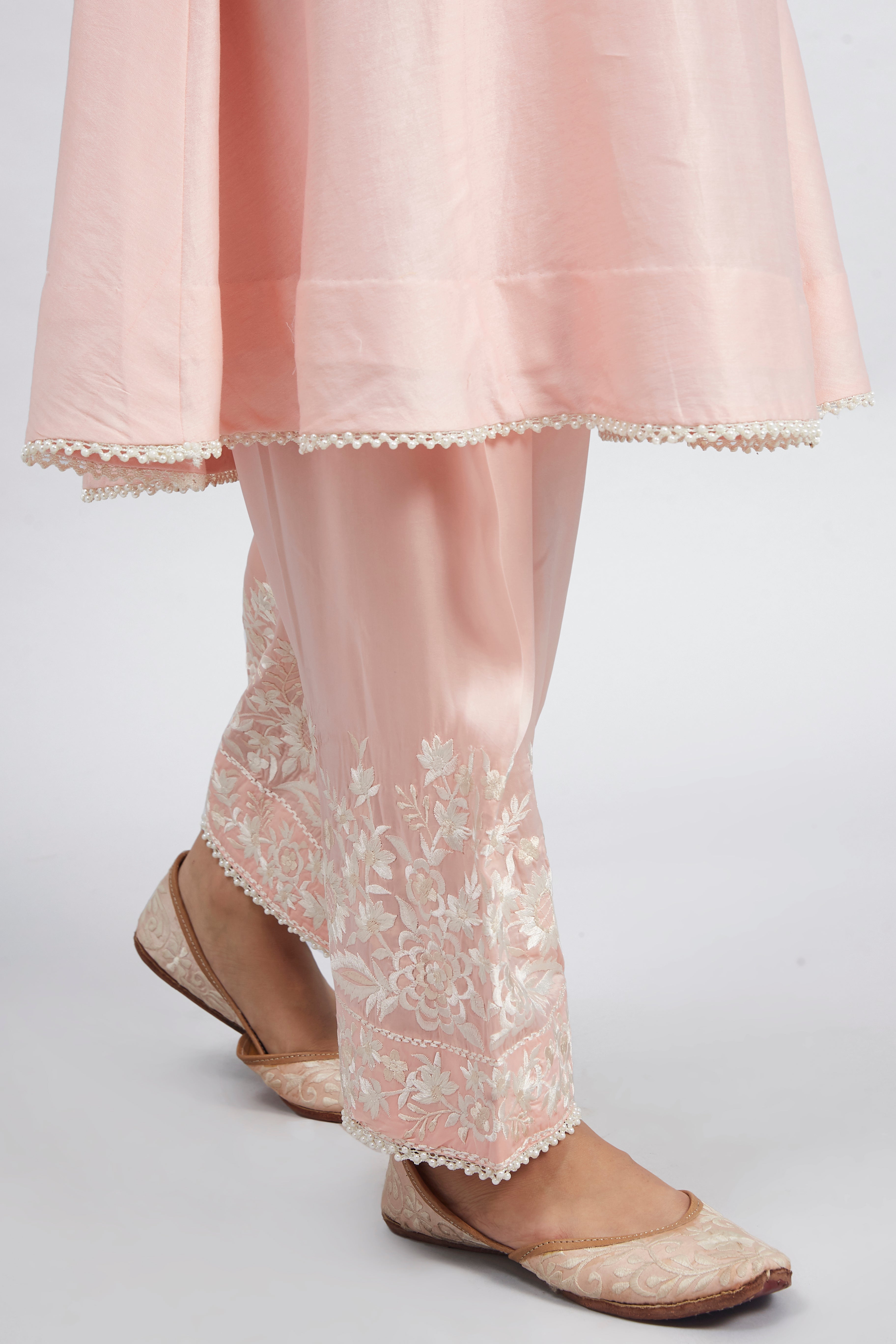 Kaina- Soft Pink Pure chanderi silk Parsi-gara embroidered ensemble