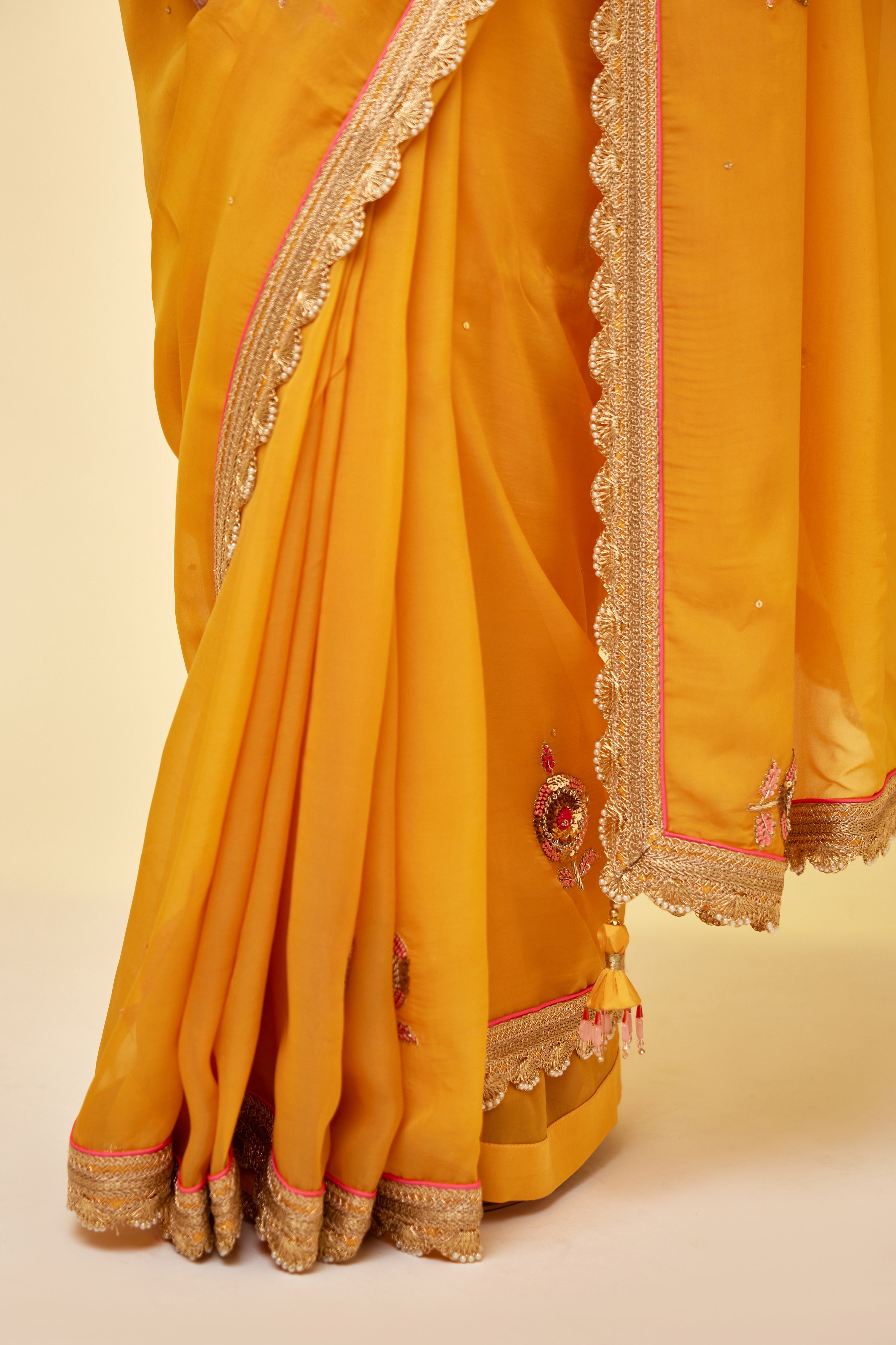 Mango Yellow Saree Set