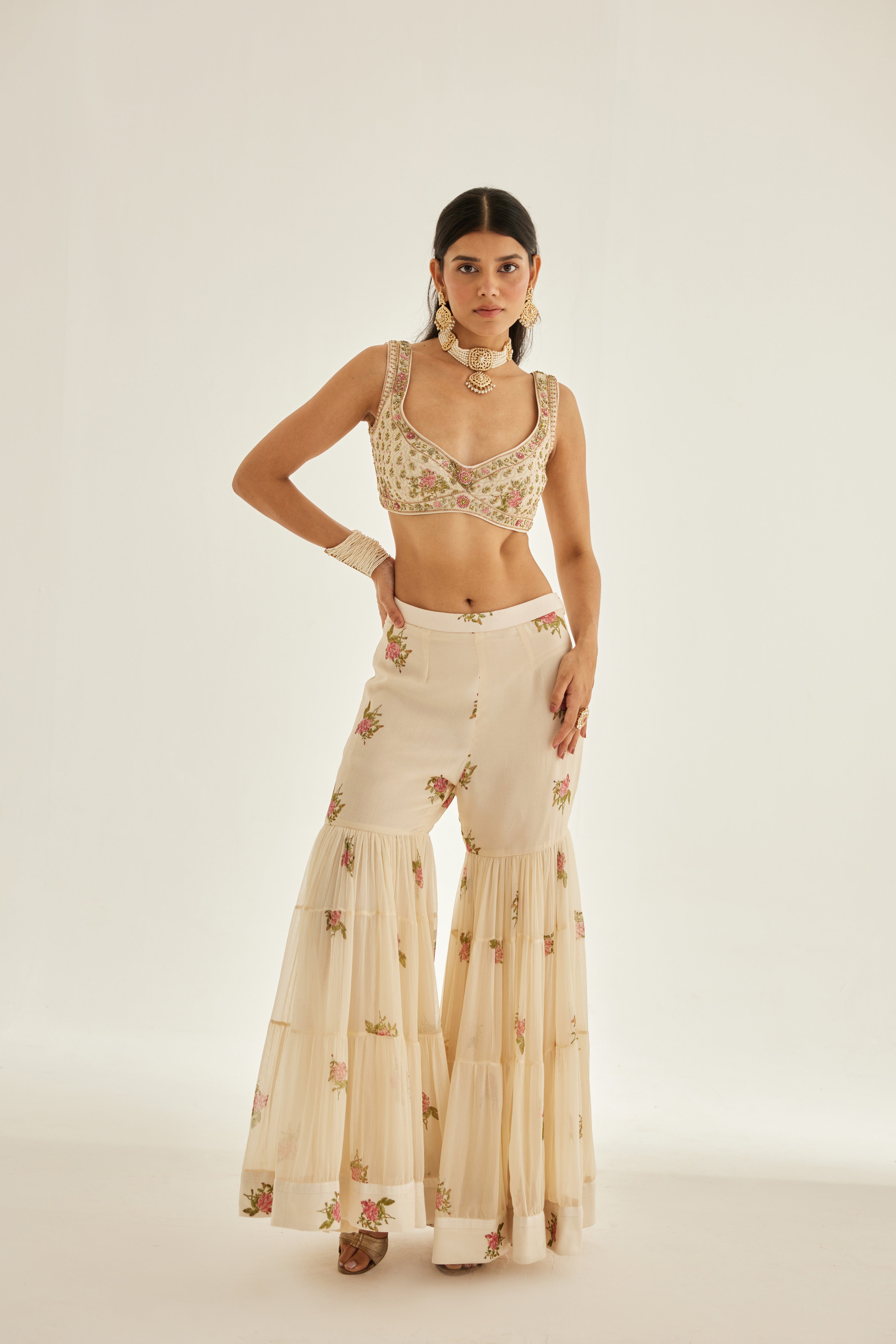 Papyrus White Sharara Set