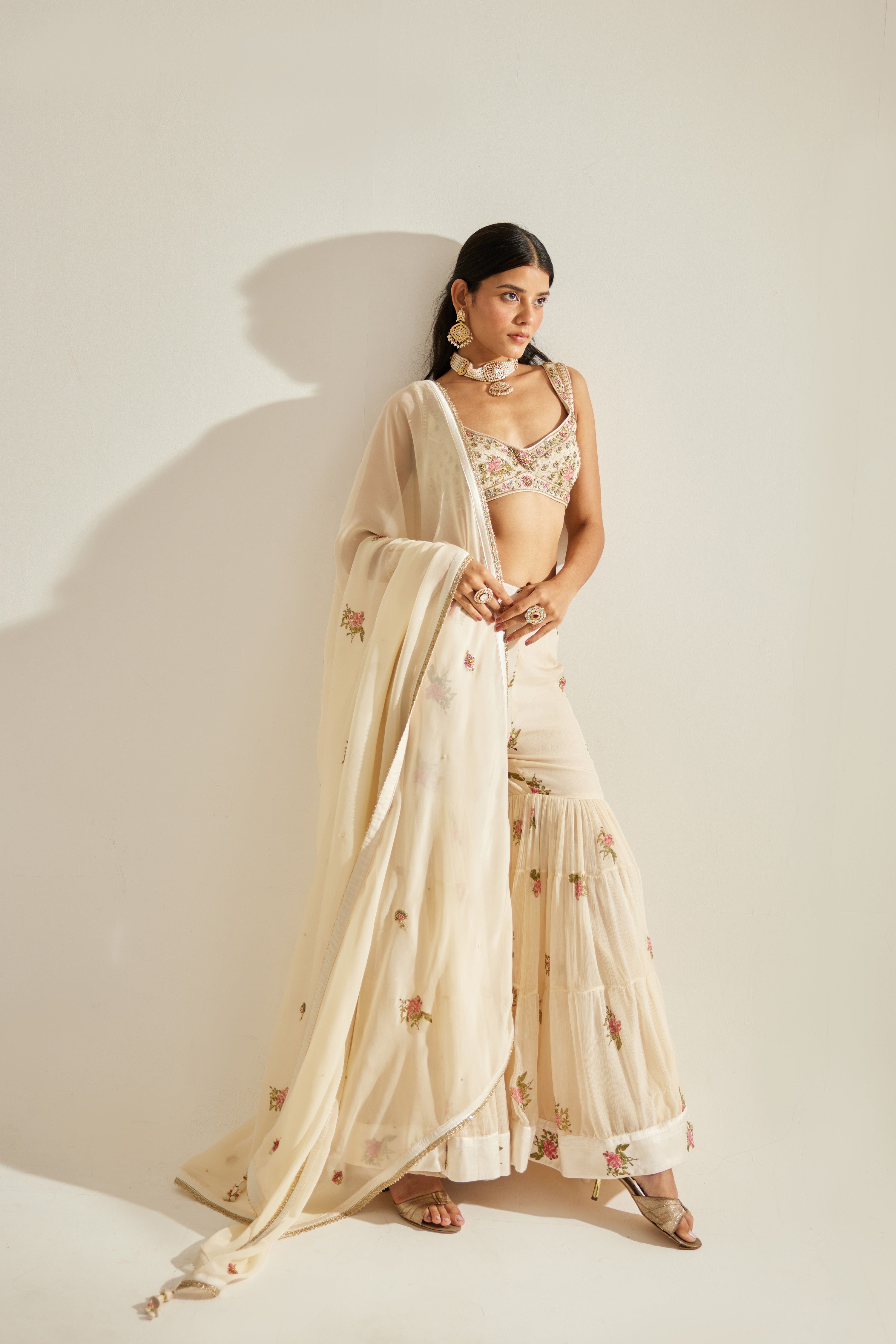 Papyrus White Sharara Set