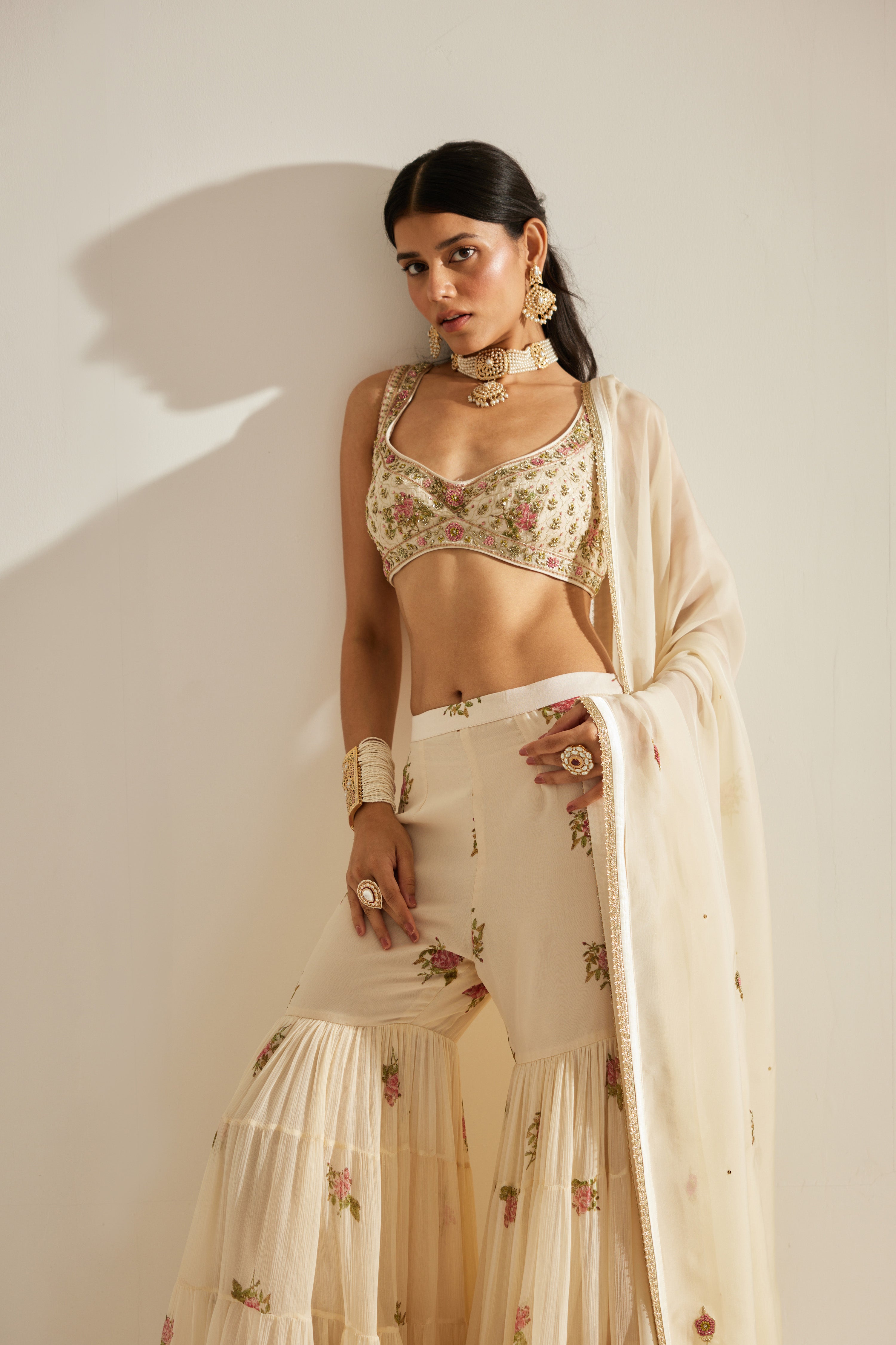 Papyrus White Sharara Set