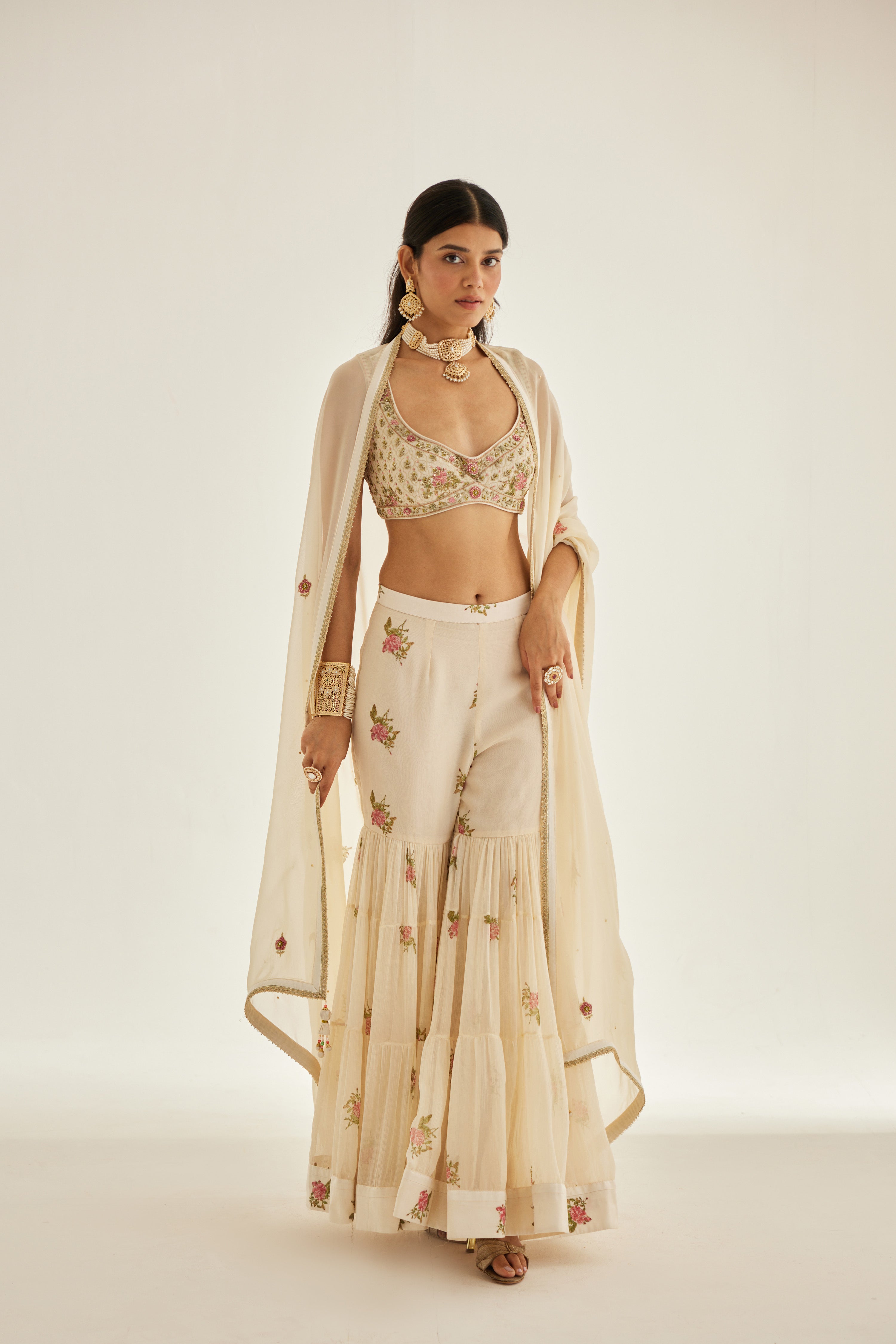 Papyrus White Sharara Set