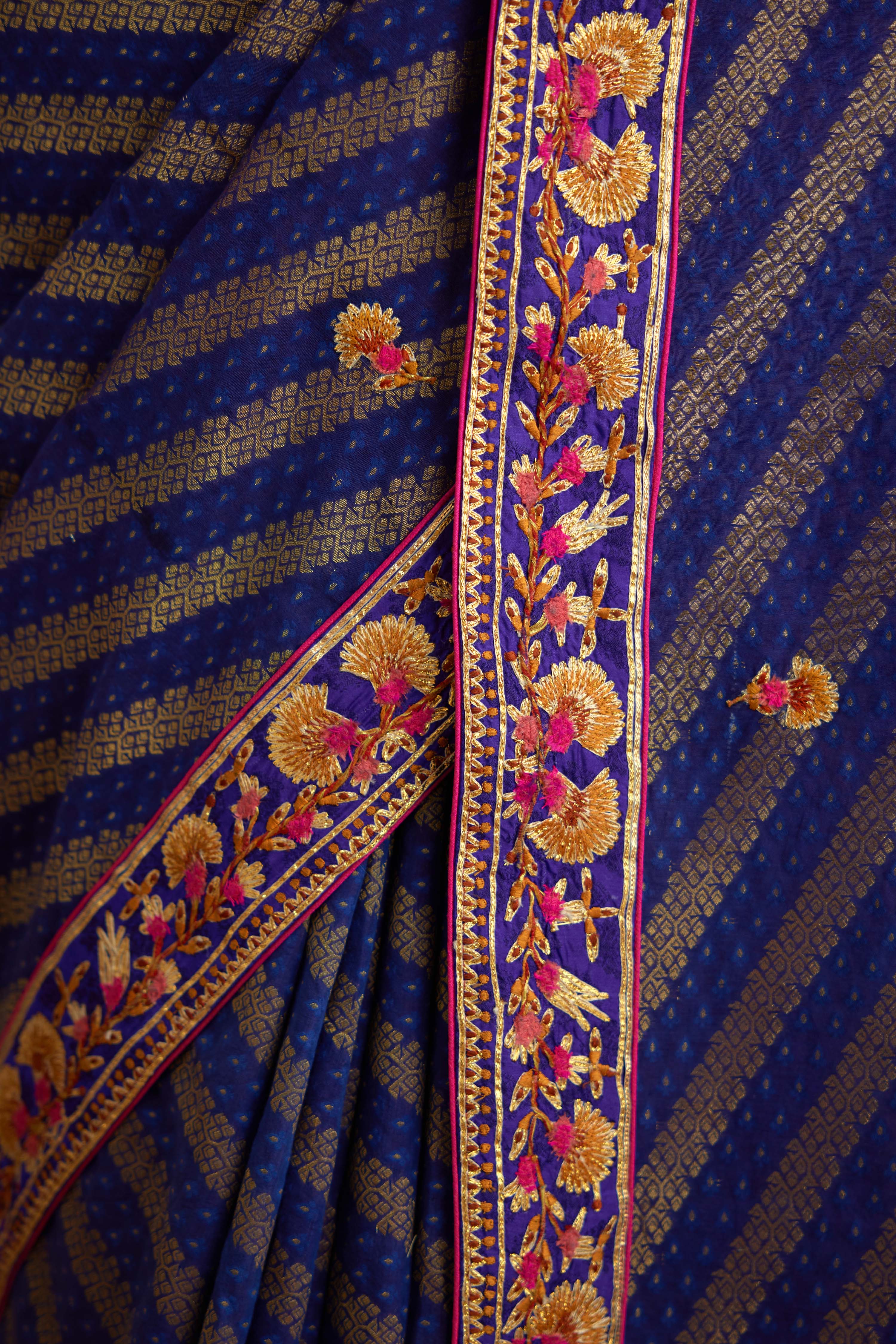 Blue Violet Saree Set