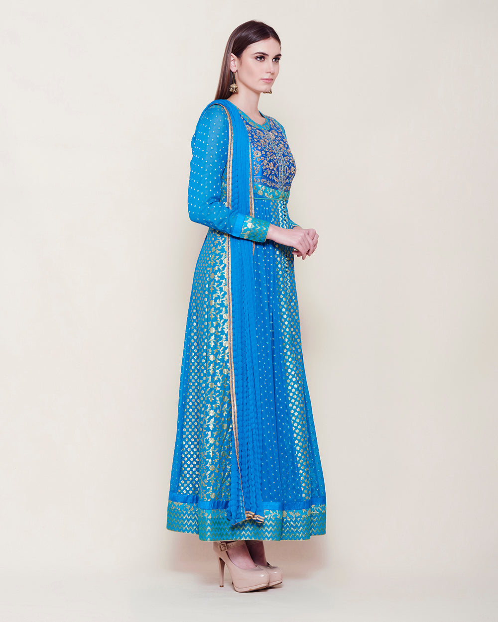 Blue Anarkali set