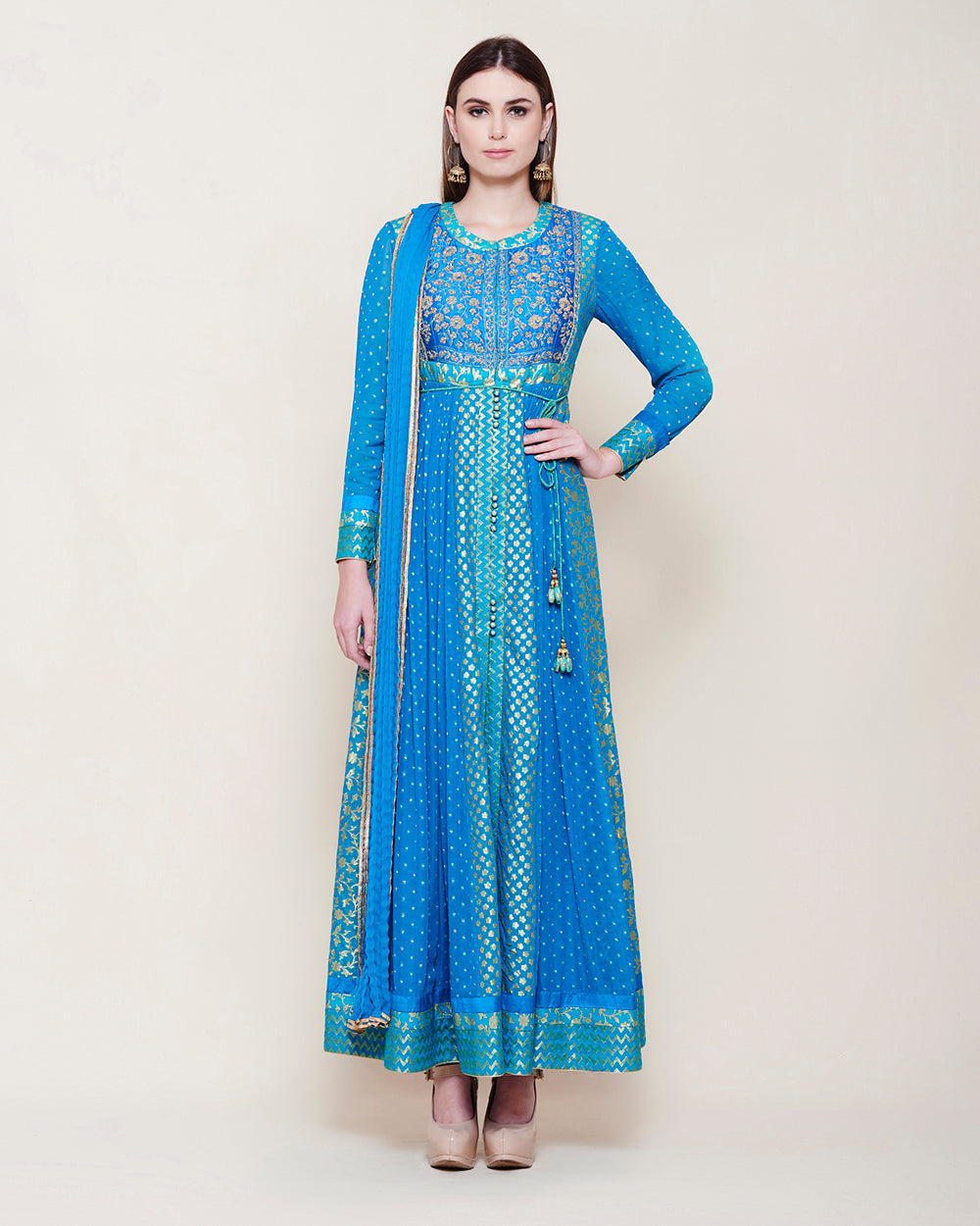 Blue Anarkali set