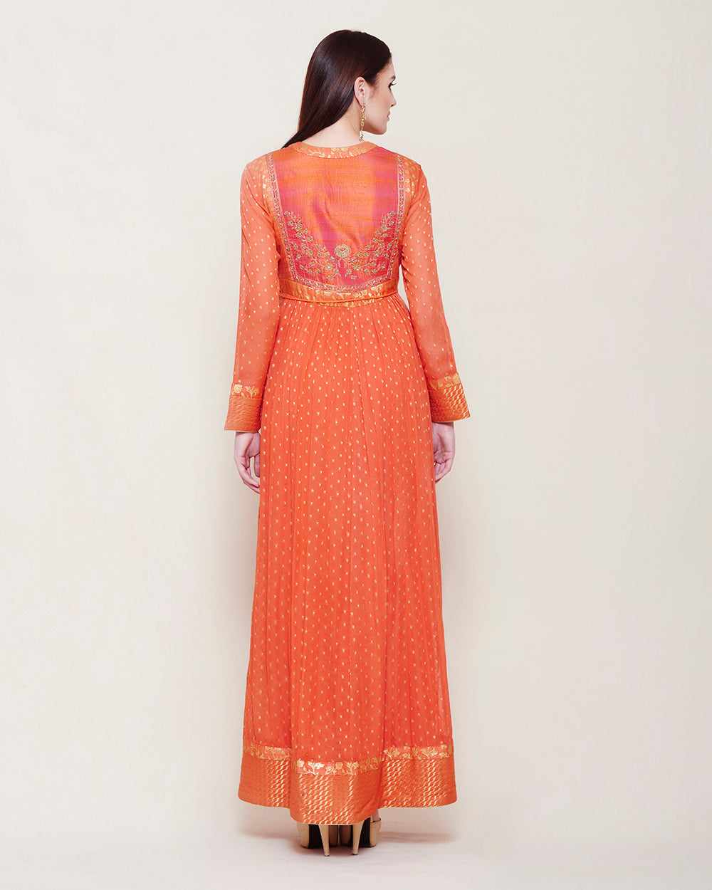 Orange Anarkali Set