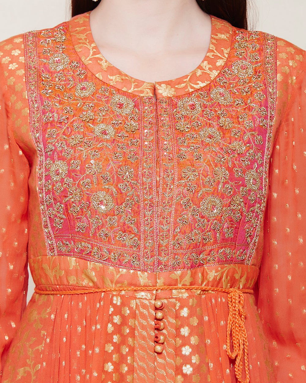 Orange Anarkali Set