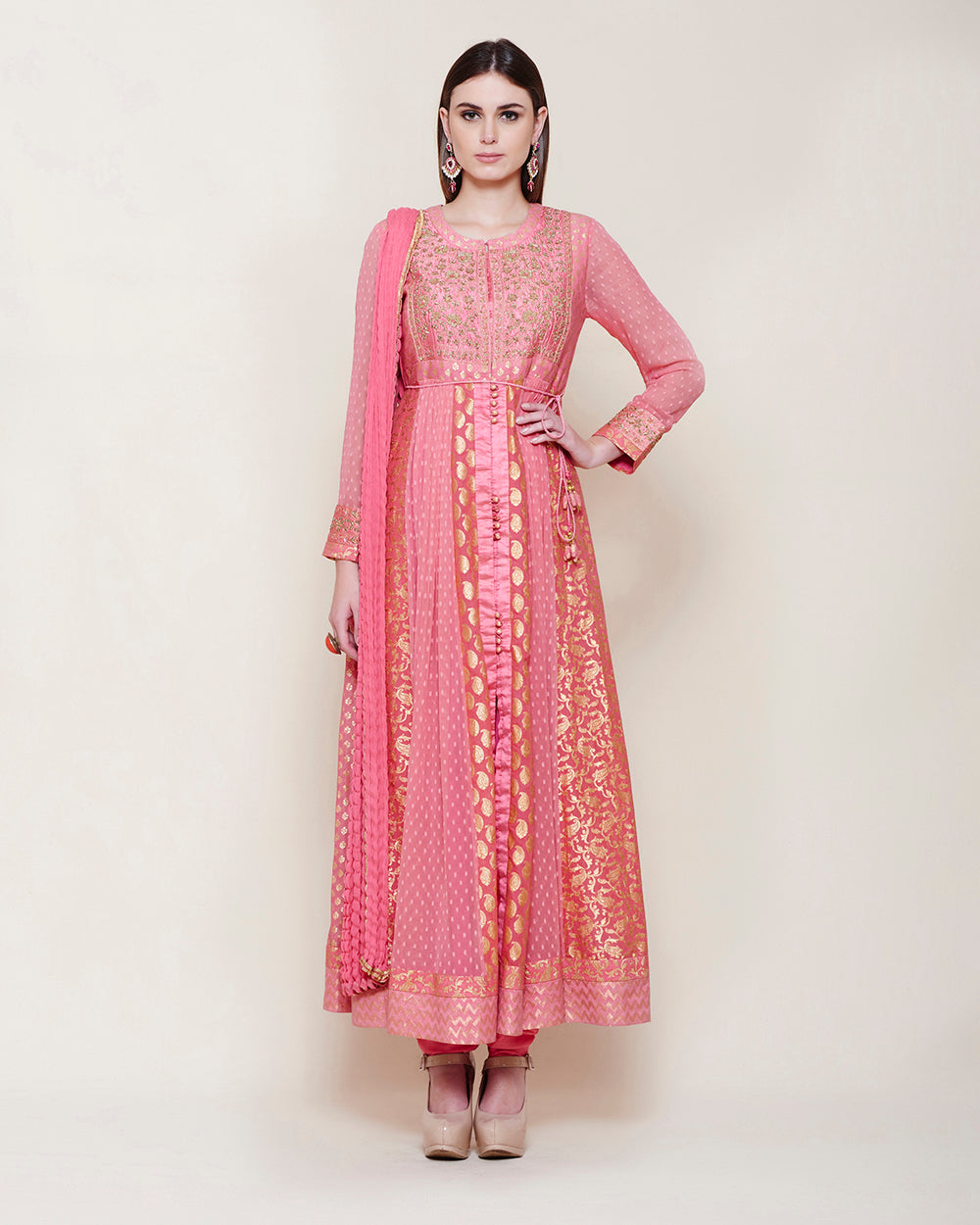 Coral Pink Anarkali Set
