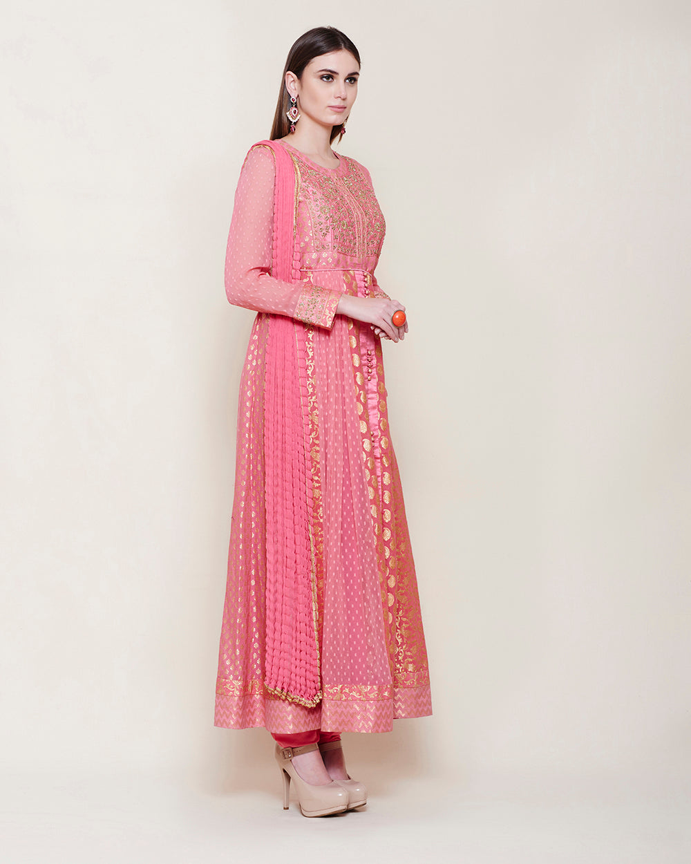 Coral Pink Anarkali Set