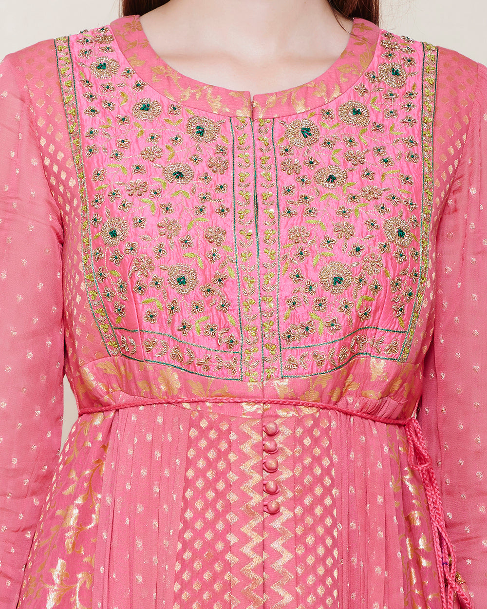 Dark Coral Pink Anarkali Set