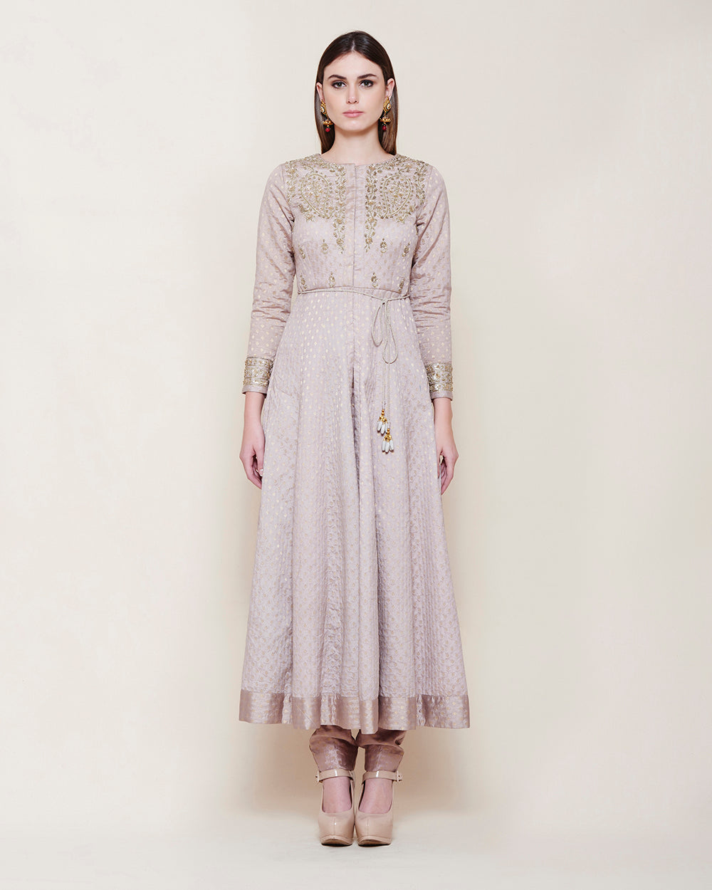 GREY ZARDOZI JACKET KURTA TROUSER