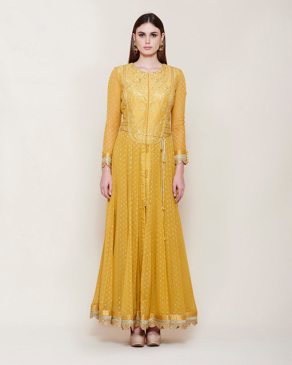 Mustard Yellow Anarkali Set