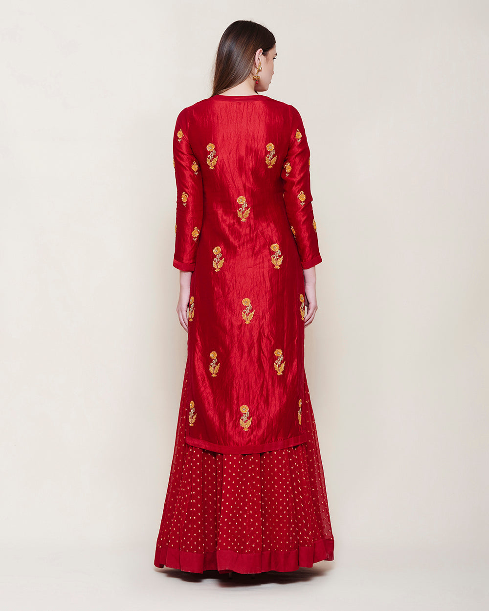 MAROON  KURTA LEHENGA