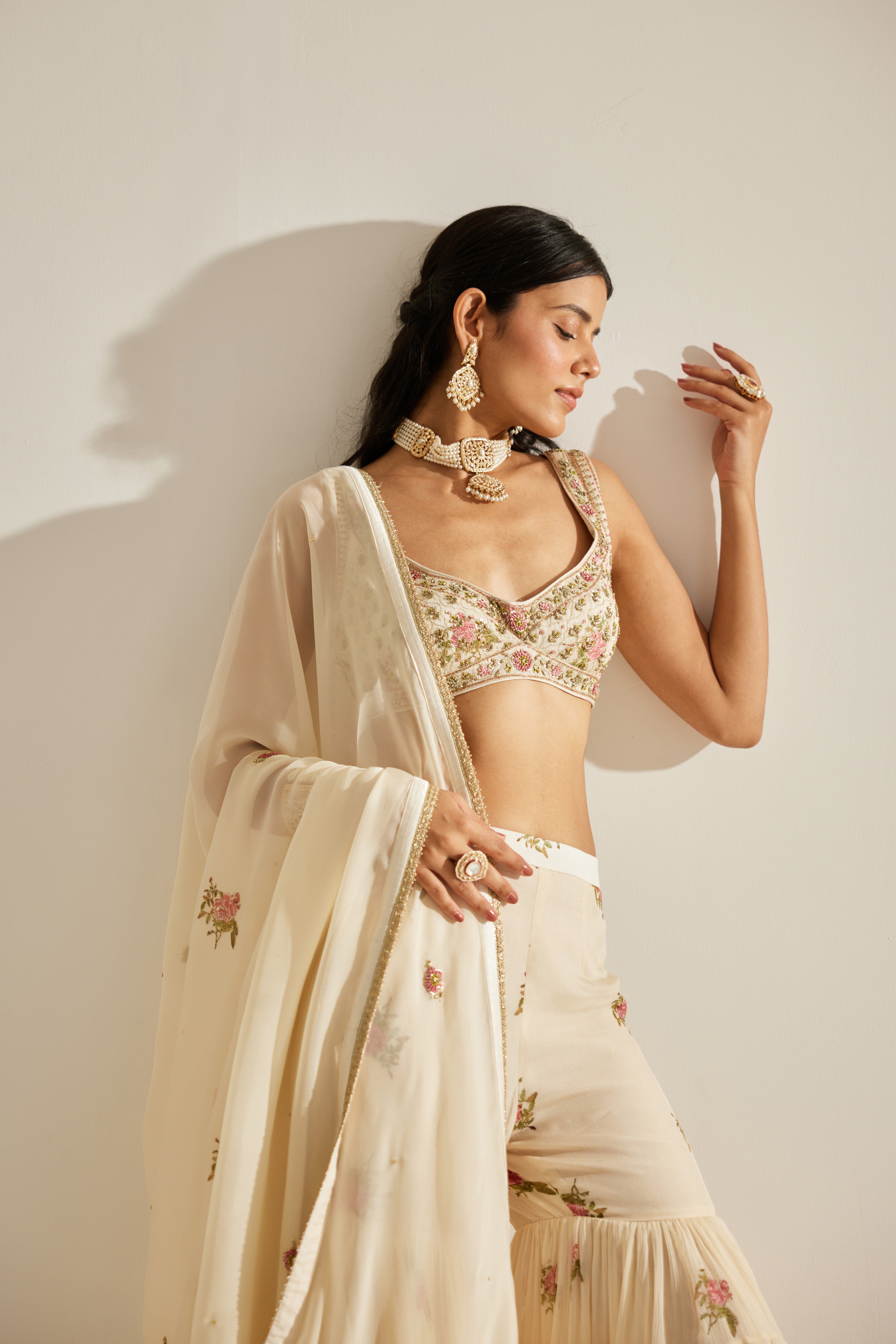 Papyrus White Sharara Set