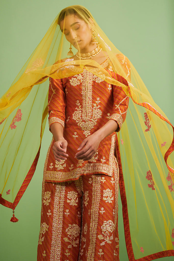 Orange & Yellow Kurta & Sharara Set