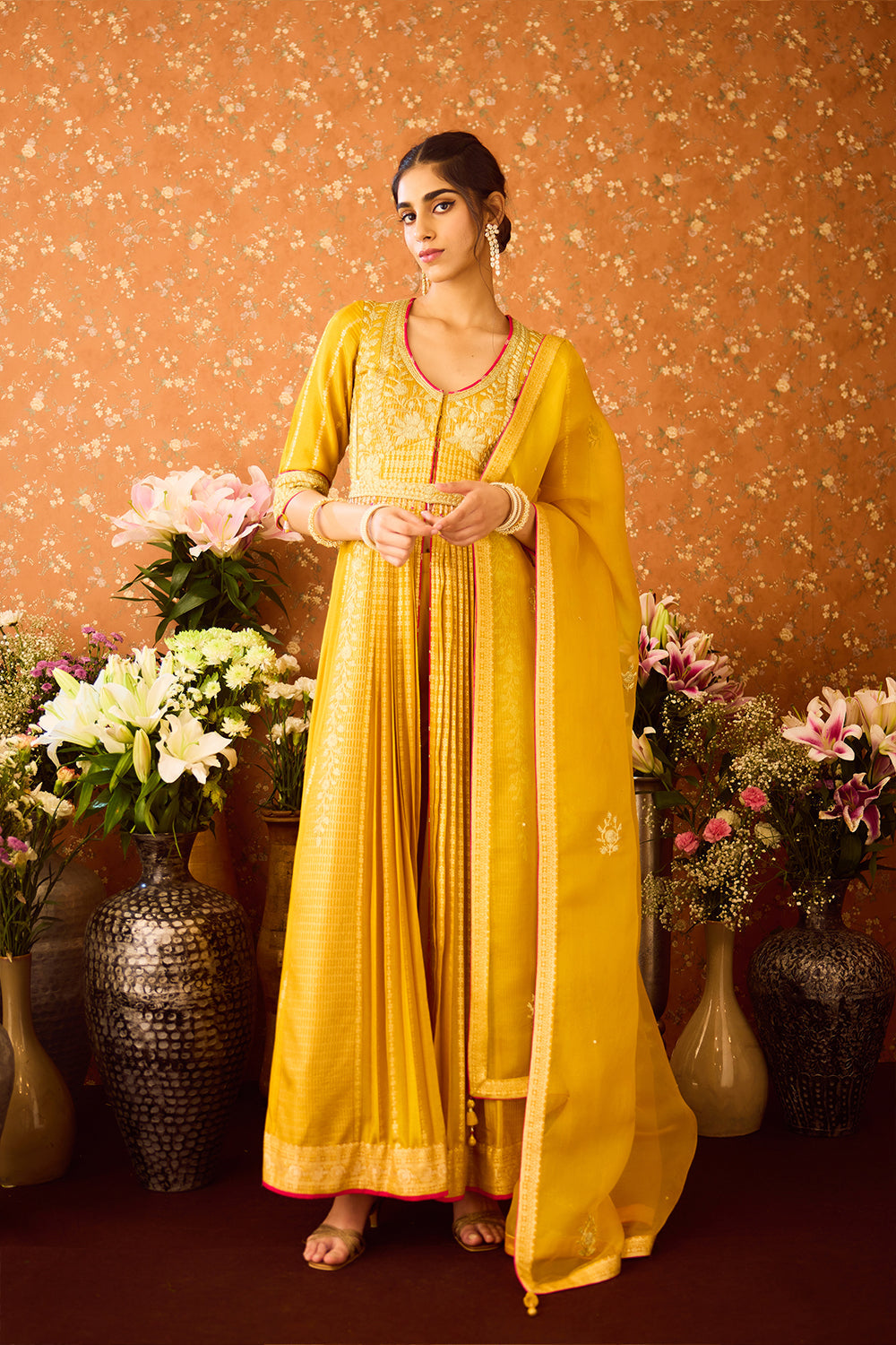 Golden Yellow Anarkali Set