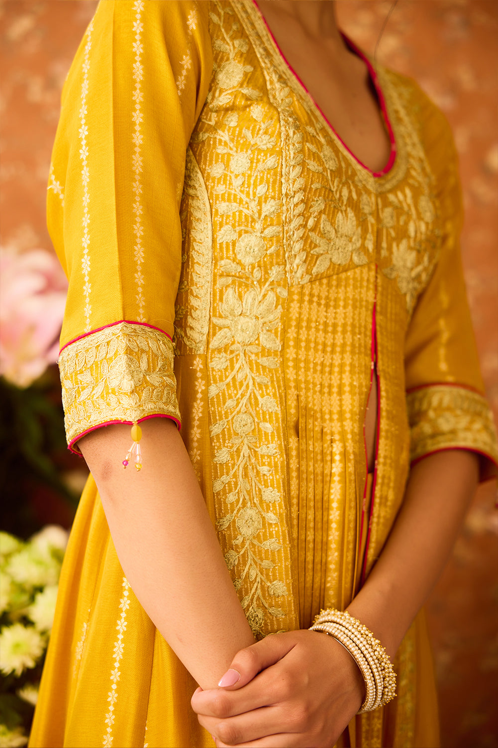 Golden Yellow Anarkali Set