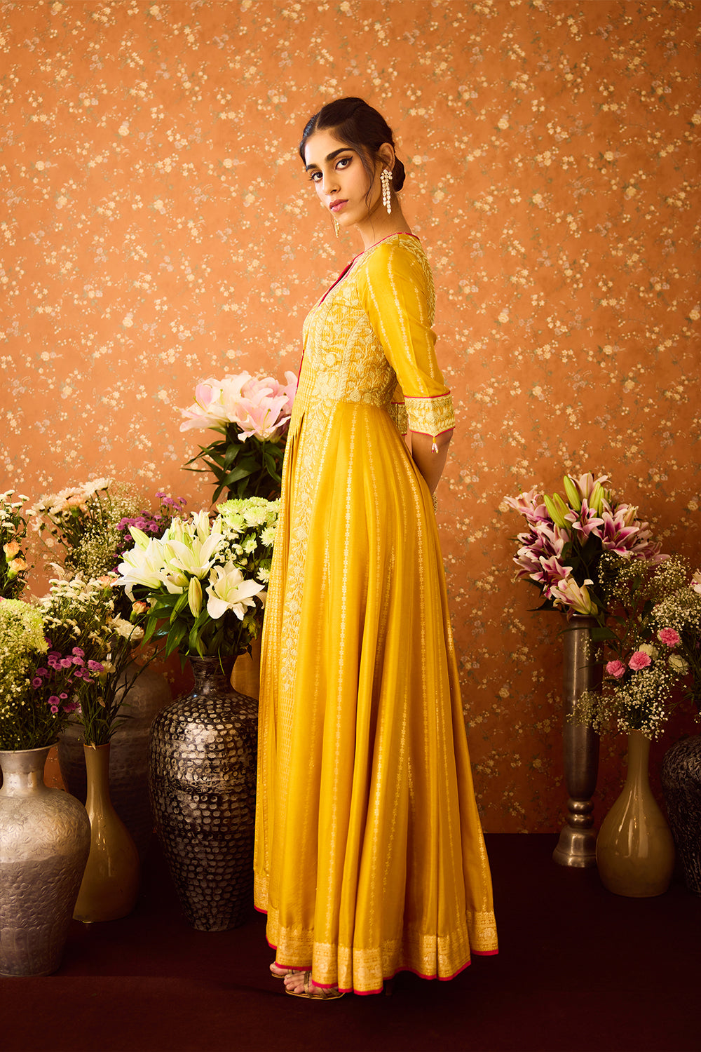 Golden Yellow Anarkali Set