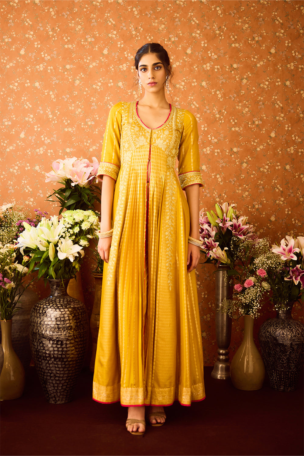 Golden Yellow Anarkali Set