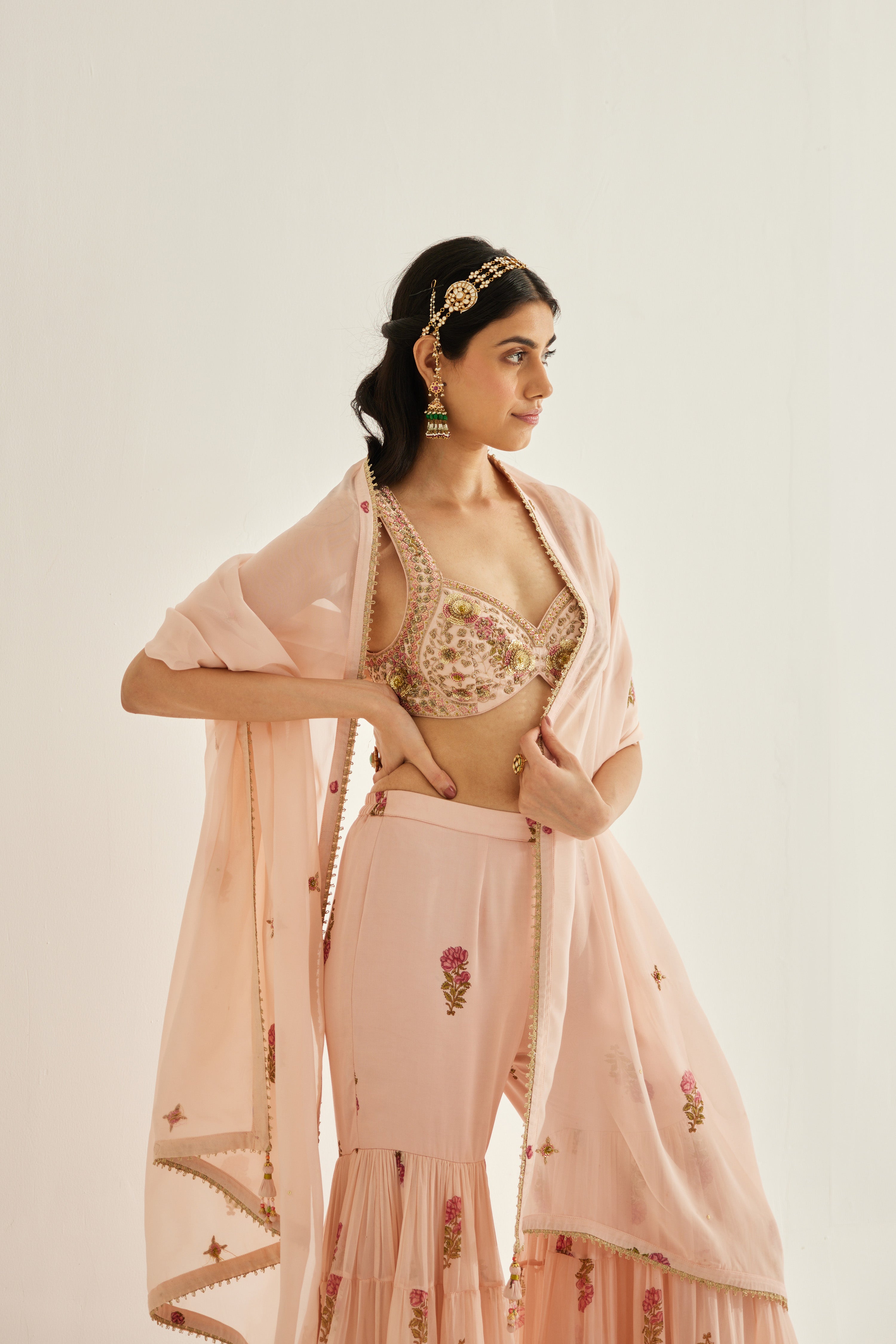 Shell Pink Sharara Set