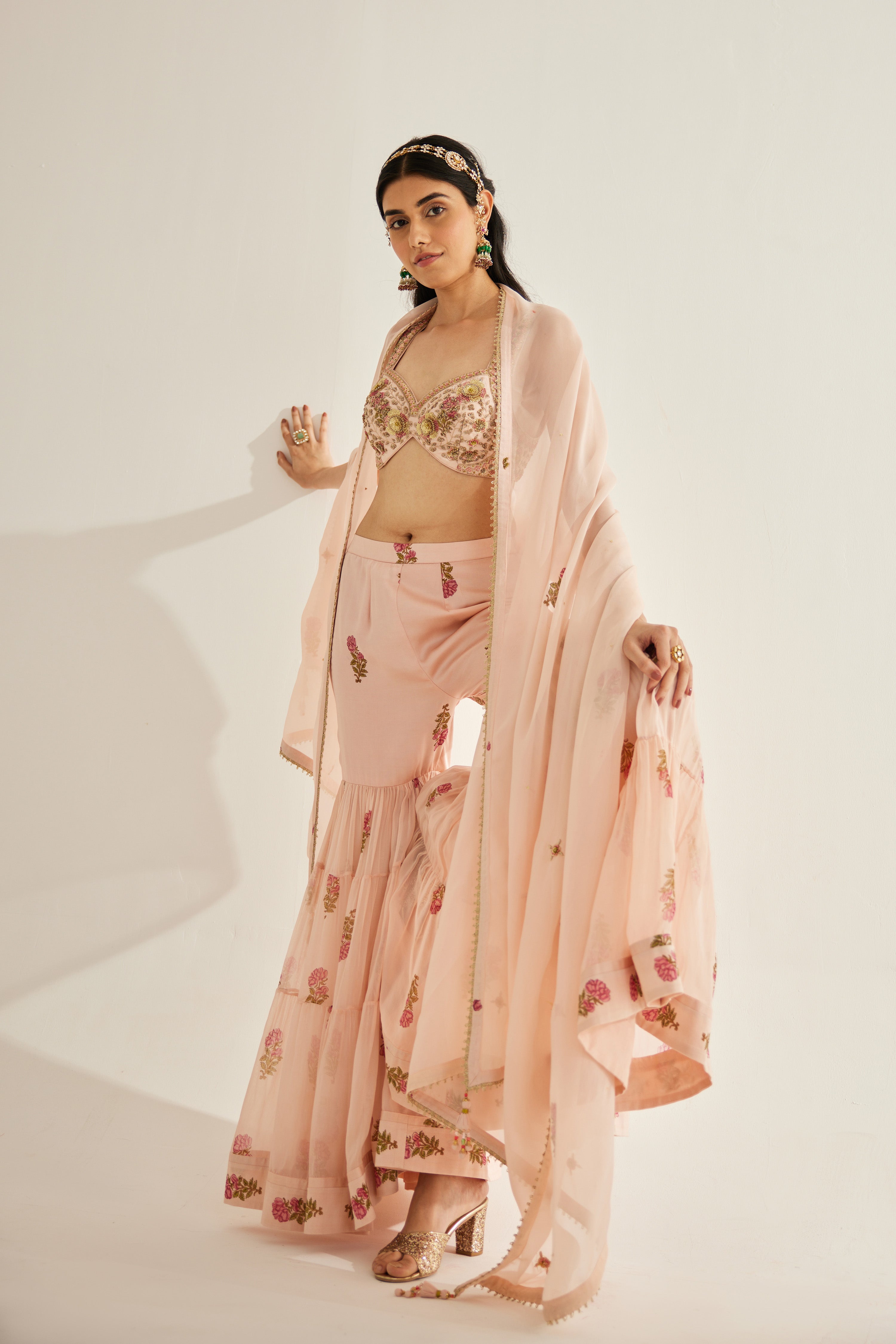 Shell Pink Sharara Set