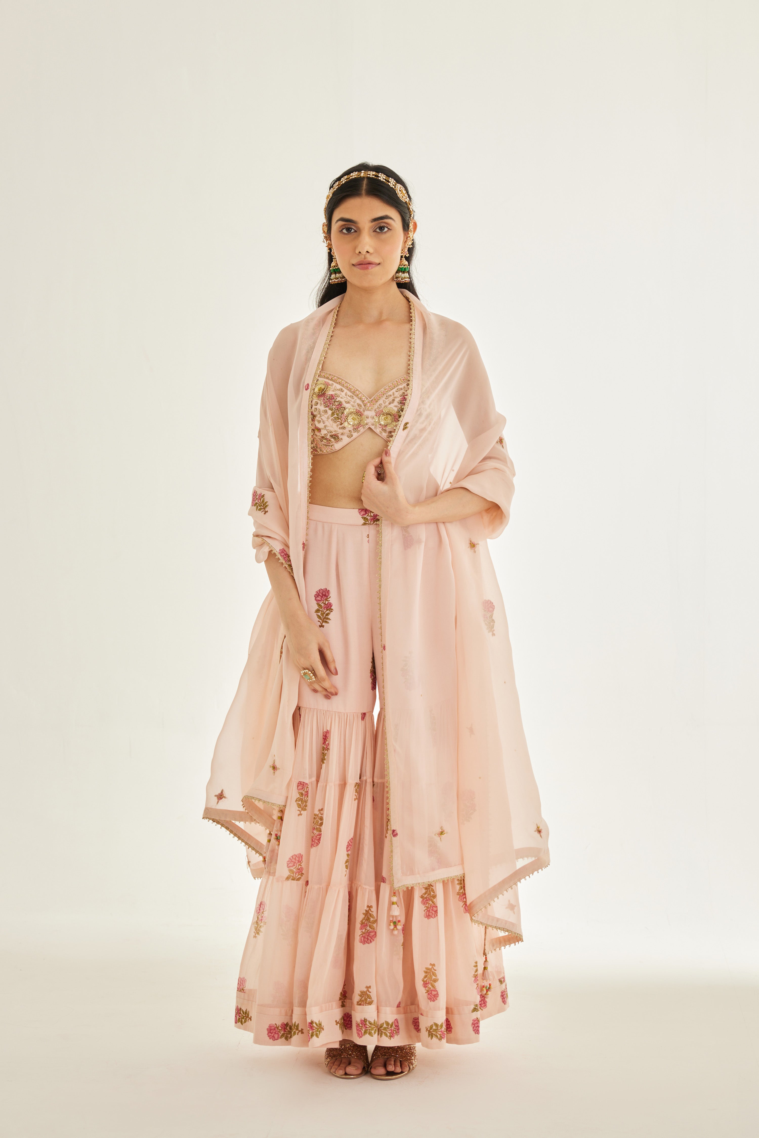 Shell Pink Sharara Set